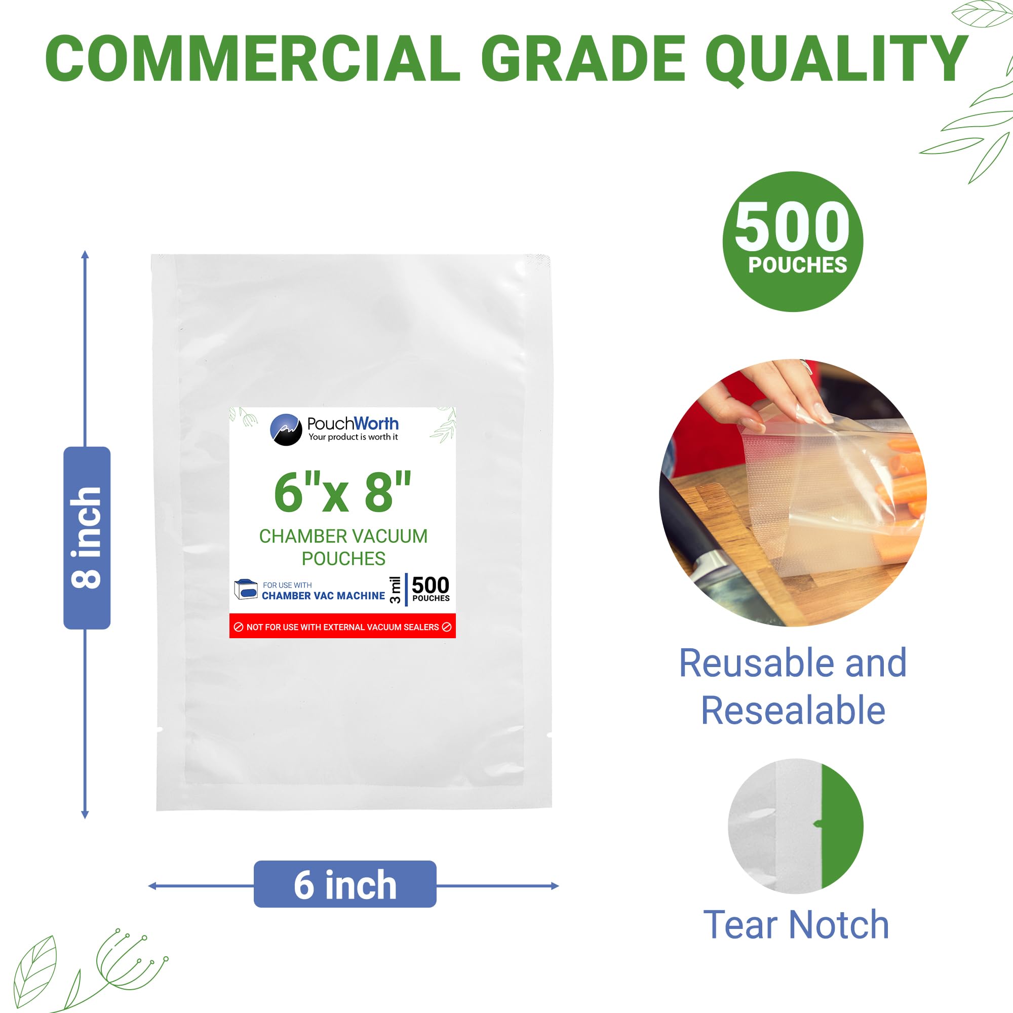 500 pcs Clear 6