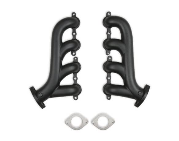 LS Black Ceramic Coated Cast Iron Exhaust Manifolds - High Performance Pair for Ford Mustang, Chevy Camaro & Dodge Challenger - Perfect for Racing, Off-Road & Engine Upgrades