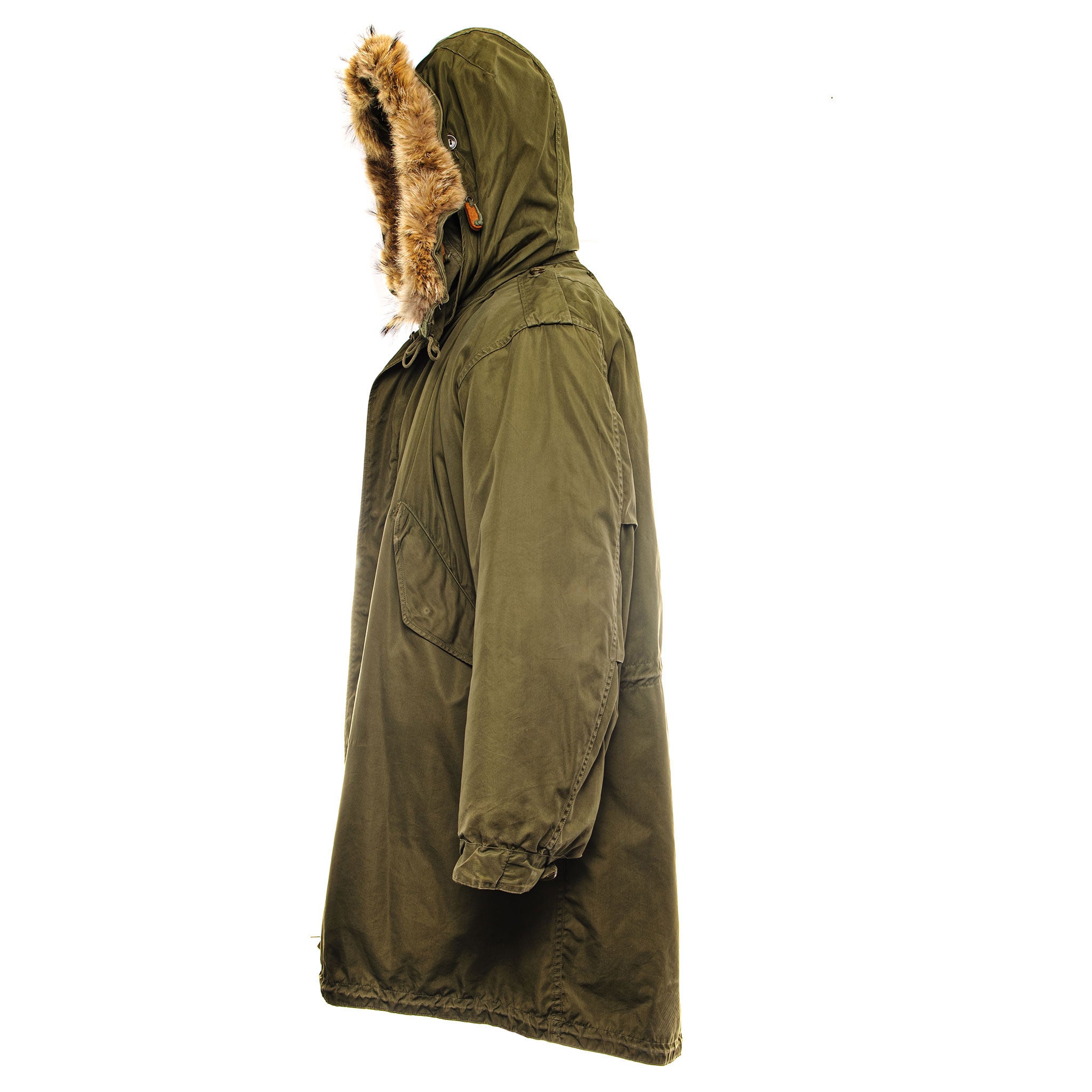 US Army M-1951 M51 Fishtail Parka with Coyote Fur Liner - Medium Size (1952) | Vintage Military Jacket for Outdoor & Cold Weather Use