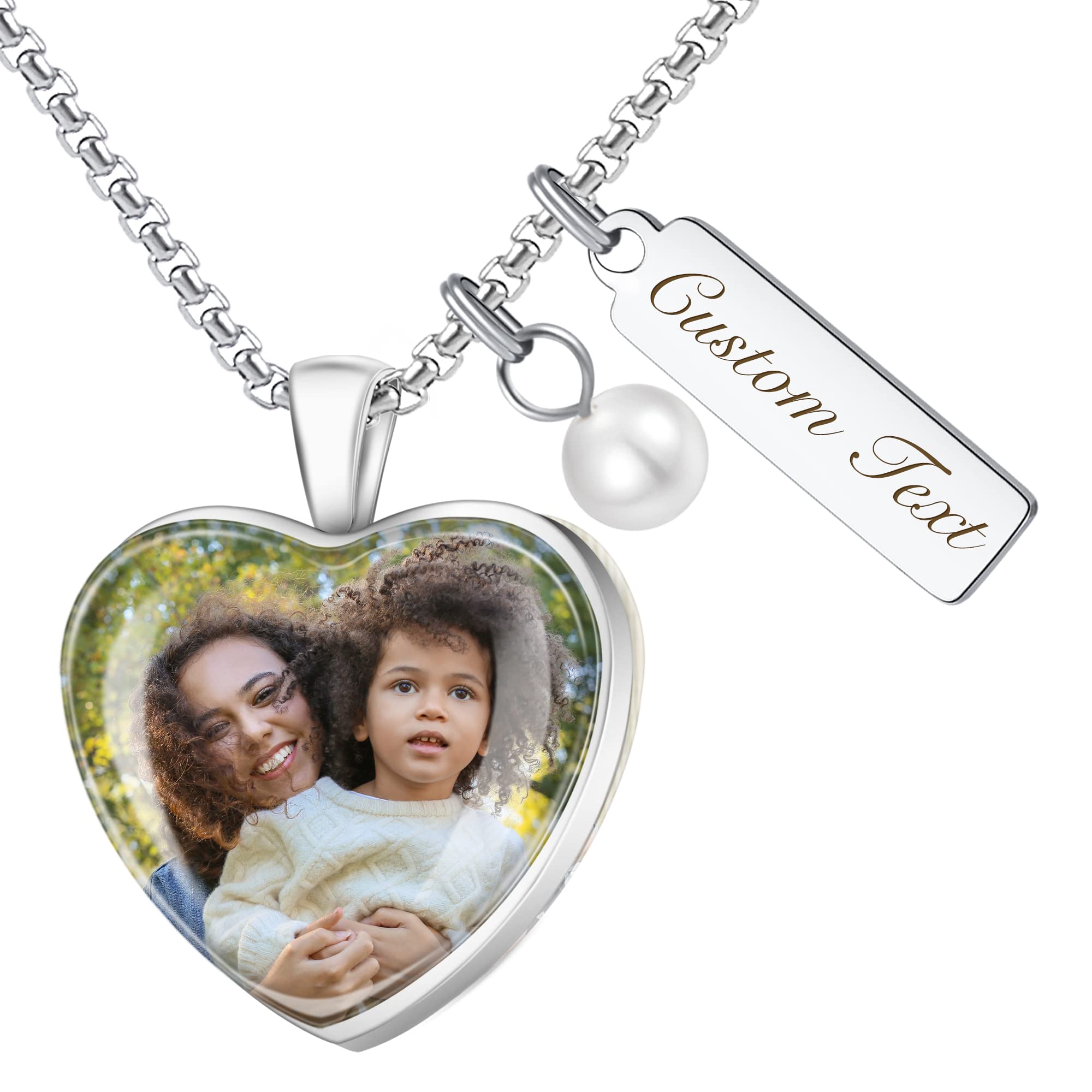 Custom Personalized Heart Necklace with 2 Photos - Stainless Steel Picture Pendant for Women & Girls - Perfect Gift for Anniversary, Birthday & Valentine's Day