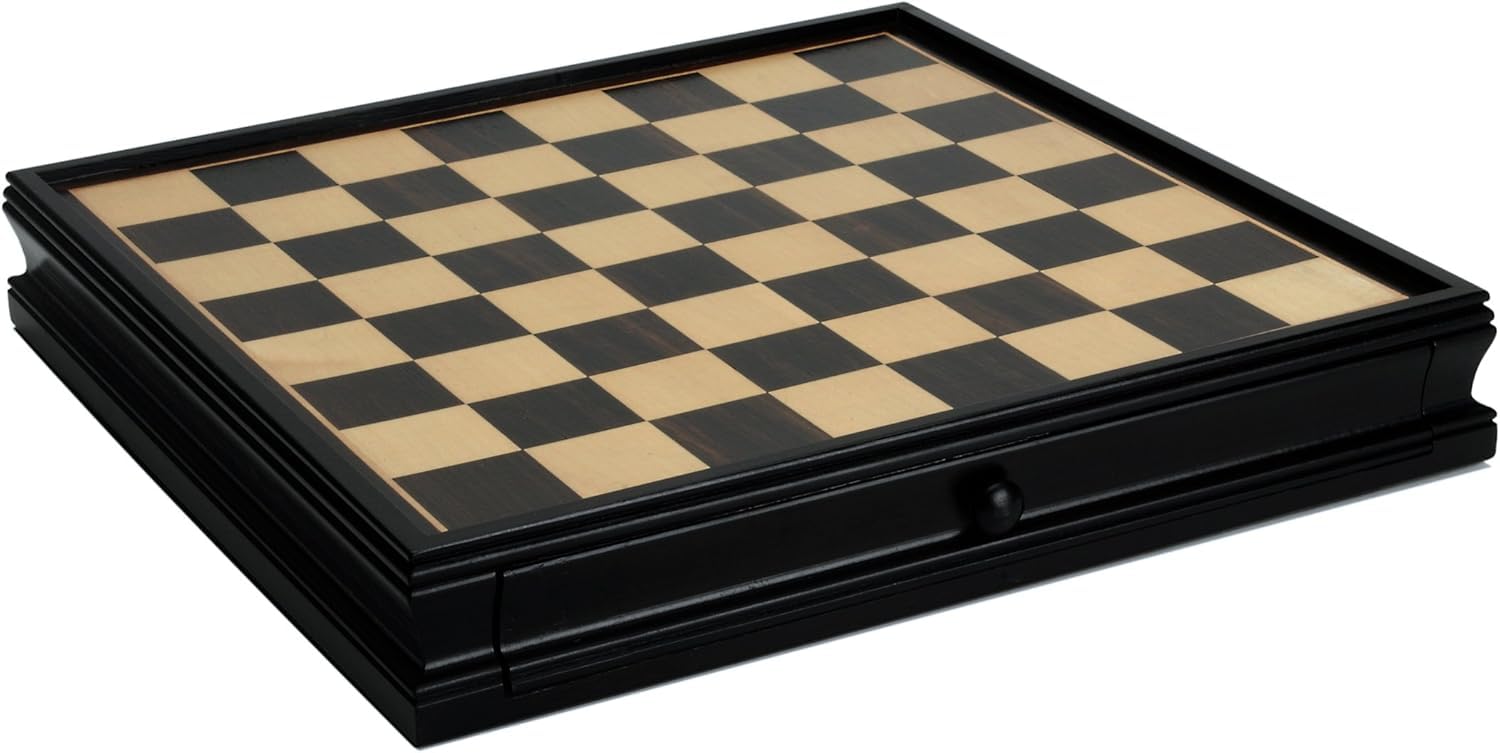 Luxury Wooden Chess Set with Qin Pewter Pieces & Storage - 15in for Adults - Perfect for Home & Office Decor