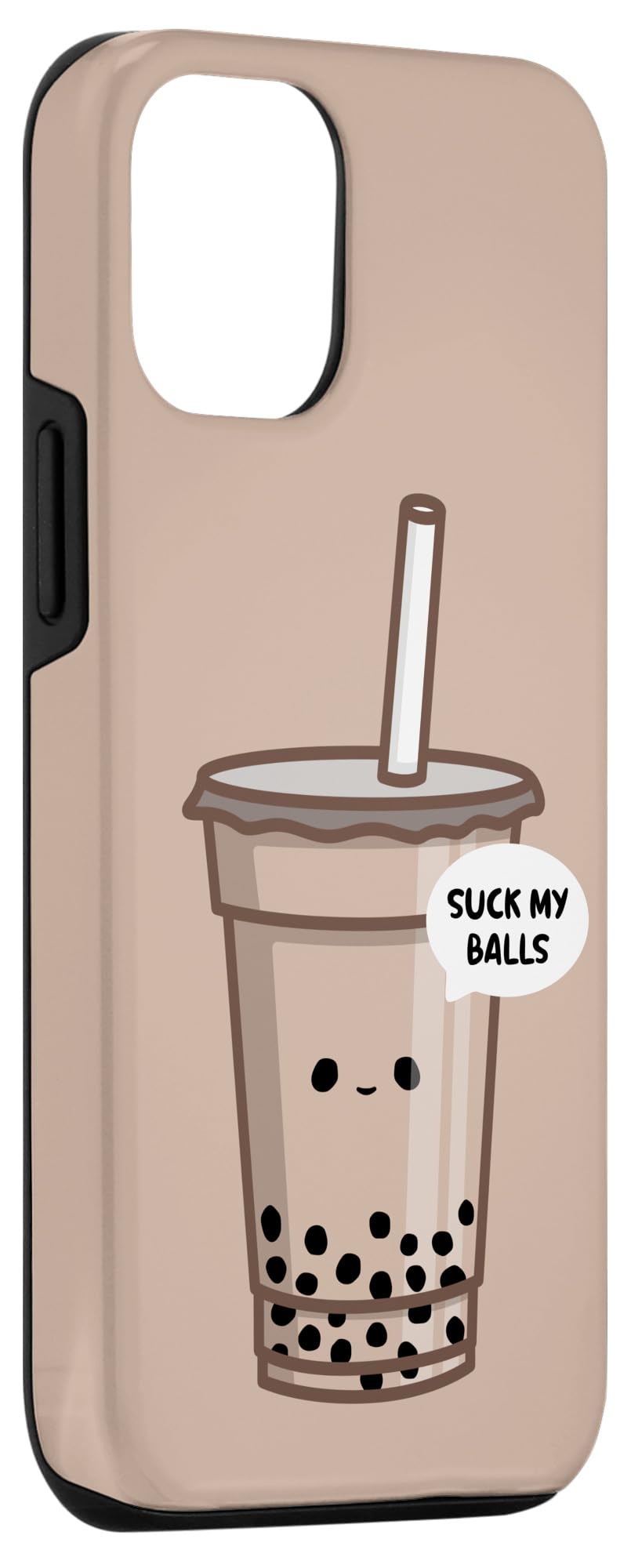 Funny Bubble Tea iPhone 12/12 Pro Case - Boba Tea Joke 'Suck My Balls' Design - Protective Phone Cover for Apple iPhone 12 Series - Perfect Gift for Bubble Tea Lovers & Humor Fans