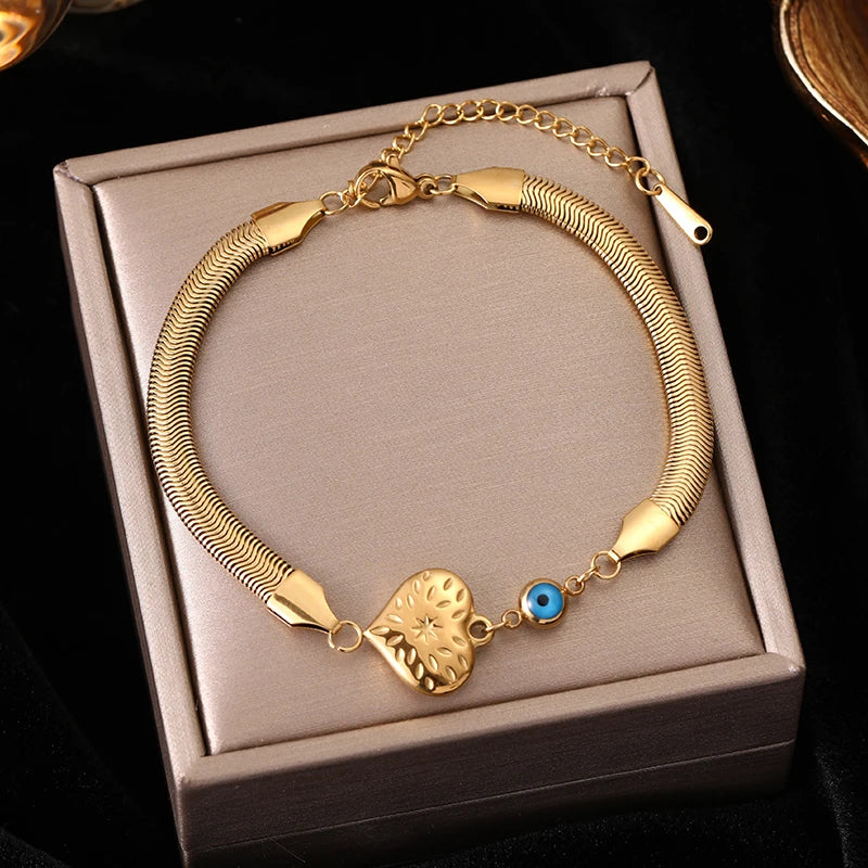 Stainless Steel Heart Pearl Charm Bracelet for Girls - Elegant Jewelry Gift for Women, Teens, Birthday, Valentine's Day, Party Wear