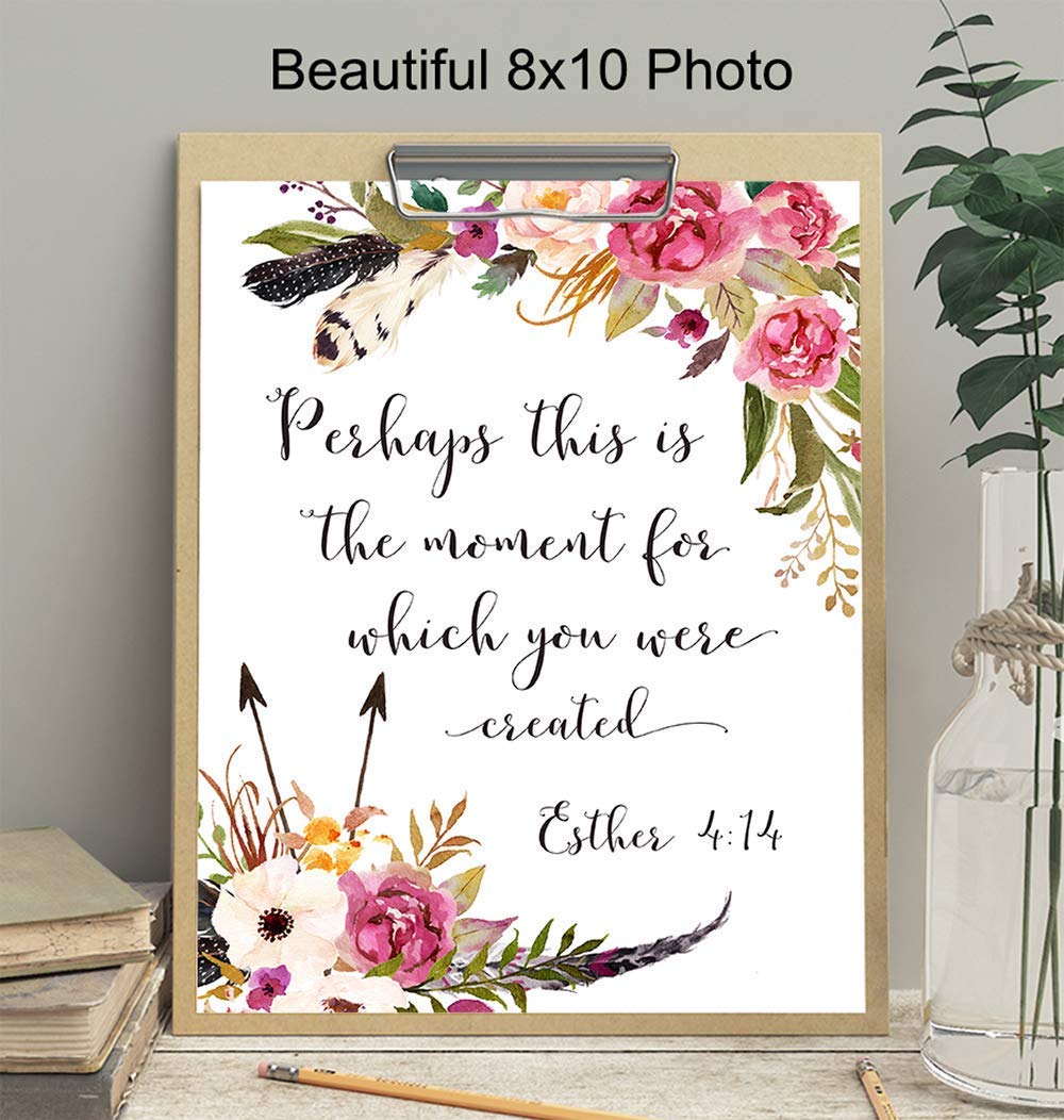 Inspirational Christian Bible Verse Wall Art - Scripture Poster with Positive Quotes - Religious Home Decor & Gift for Women - Perfect for Bedroom, Living Room & Church