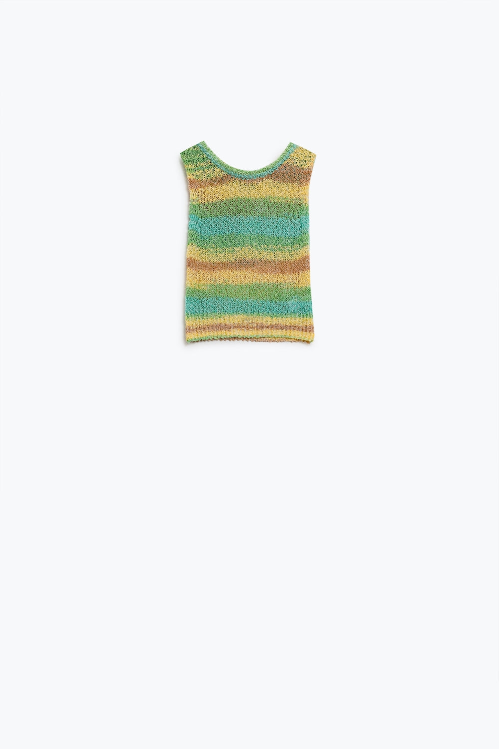 Striped Multicolor Knit Sleeveless Pullover with Crew Neck - Perfect for Casual Outfits, Layering & Summer Fashion