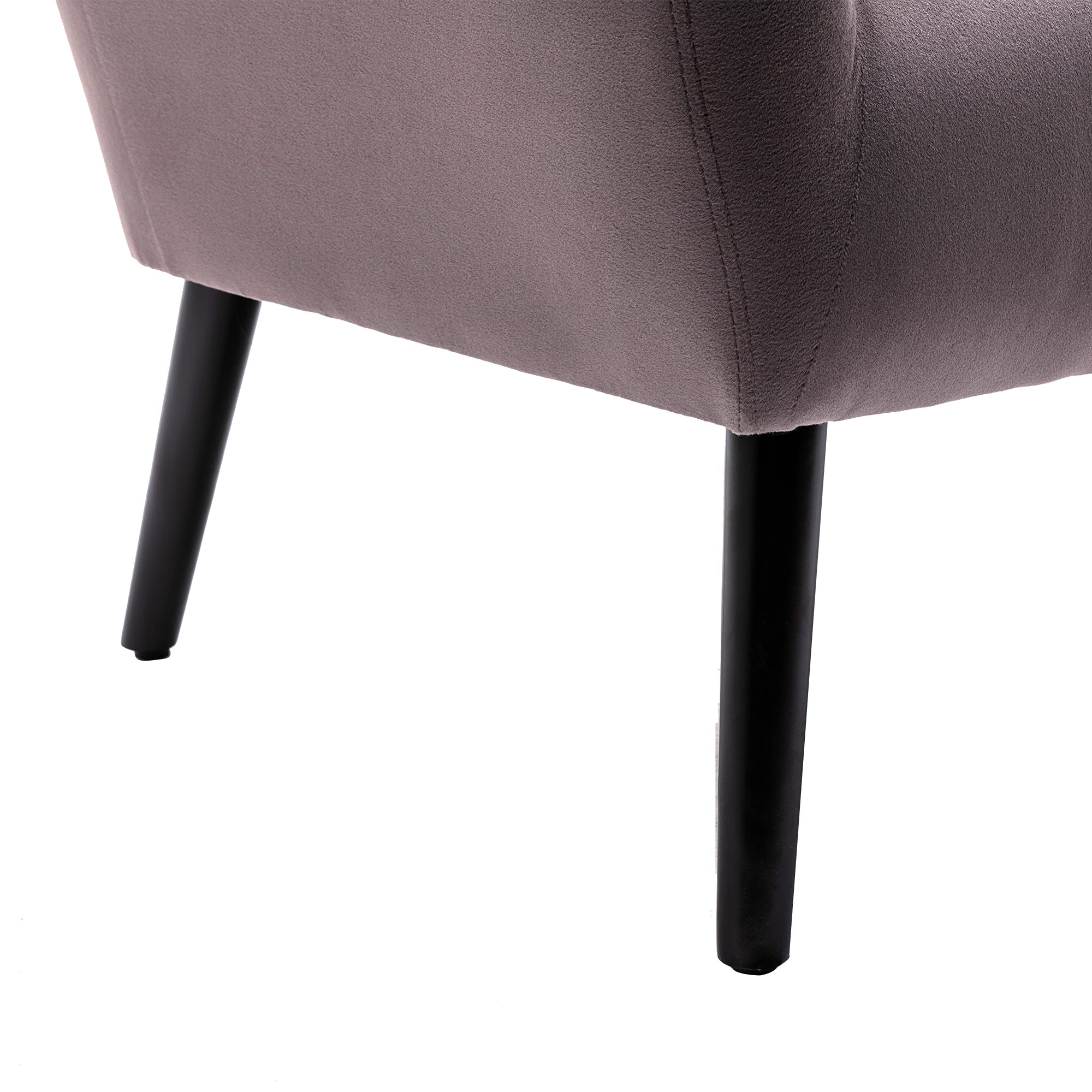 Mid Century Modern Upholstered Accent Chair with Waist Pillow - Solid Wood Legs & Linen Fabric - Stylish Armchair for Living Room, Bedroom, Office - Perfect for Relaxing, Reading & Home Decor (Gray)