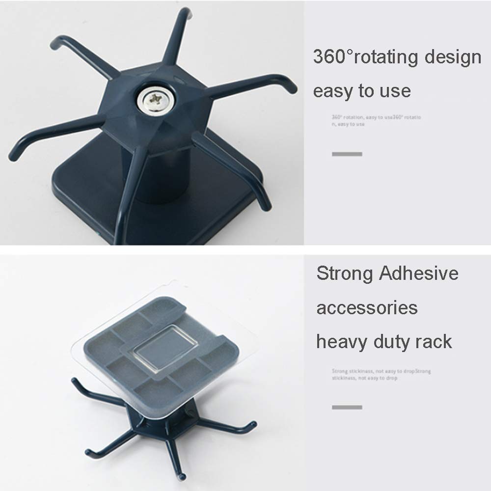 2pcs 360° Rotating Under Cabinet Kitchen Utensil Rack, Adhesive Utility Hooks for Tools Storage, Black - Perfect for Small Kitchen Organization