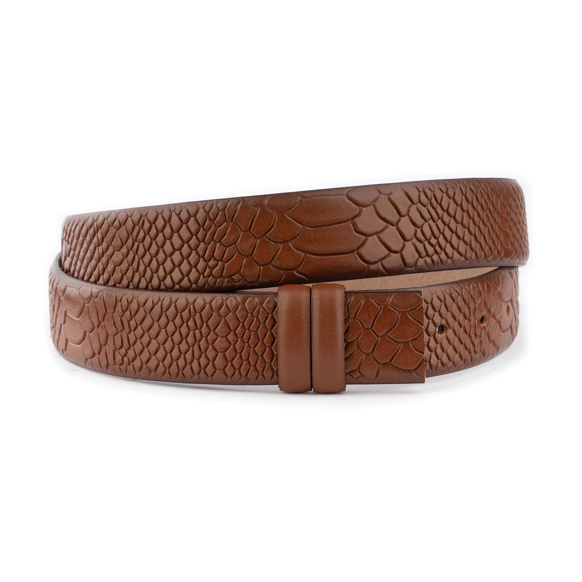 Premium Light Brown Snakeskin Print Leather Belt for Dunhill Buckles - High-Quality Fashion Accessory for Men | Perfect for Business, Casual & Formal Occasions