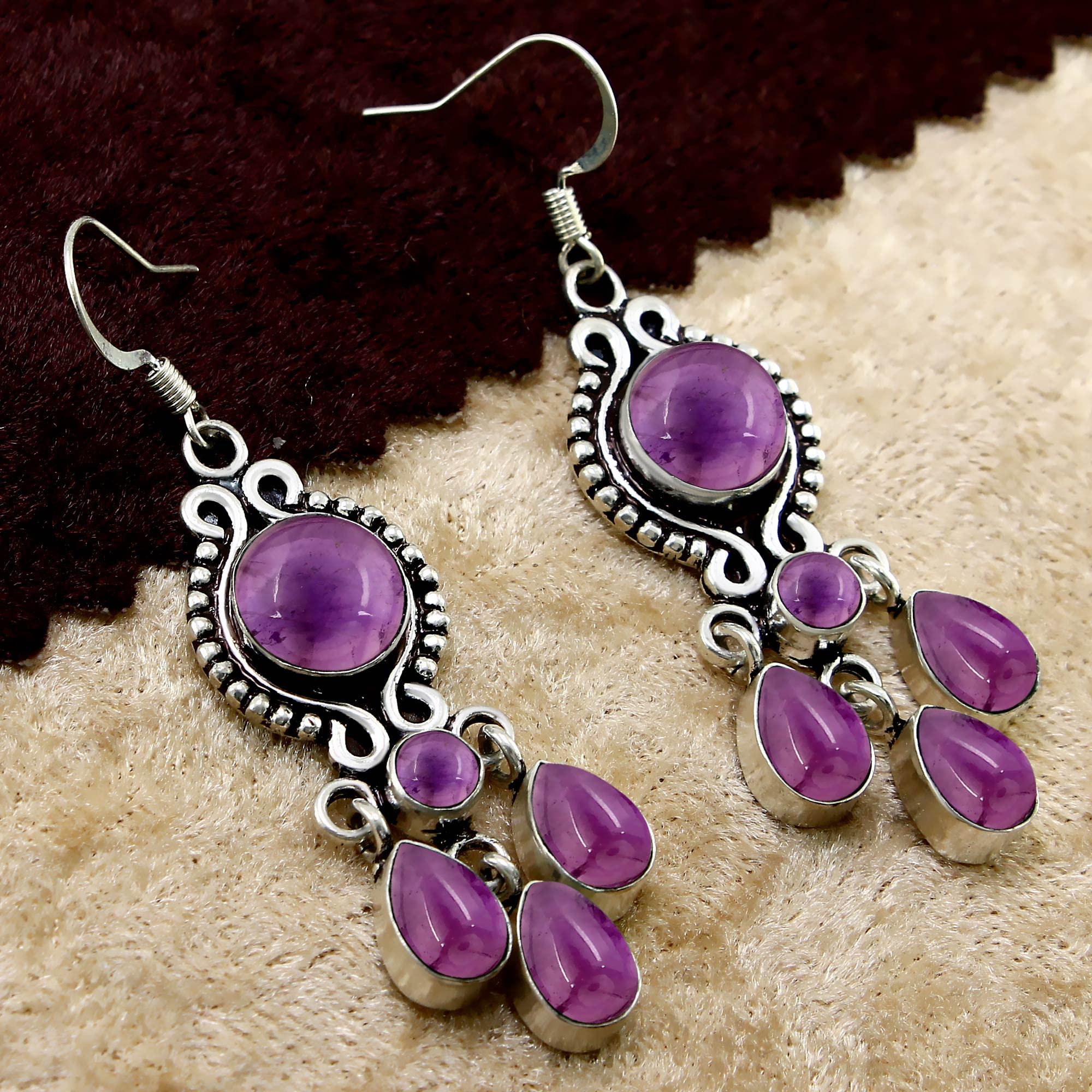 13.65ct Natural Round Gemstone Earrings - Handmade Boho Dangle Jewelry for Women | Birthday Gifts & Everyday Wear