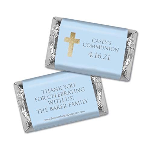 Personalized First Communion Candy Favors for Boys - 75 Count Miniature Candies Included - Ready to Use - Perfect for Church Celebrations, Baptisms & Religious Events