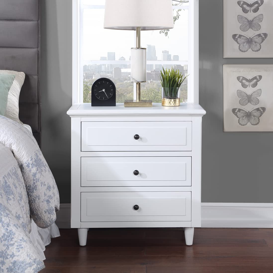 Modern 3-Drawer Nightstand with Wood Cabinet - Stylish End Table & Sofa Table for Bedroom, Living Room, Office & Home Decor (White) - Perfect for Small Space Organization & Bedside Storage