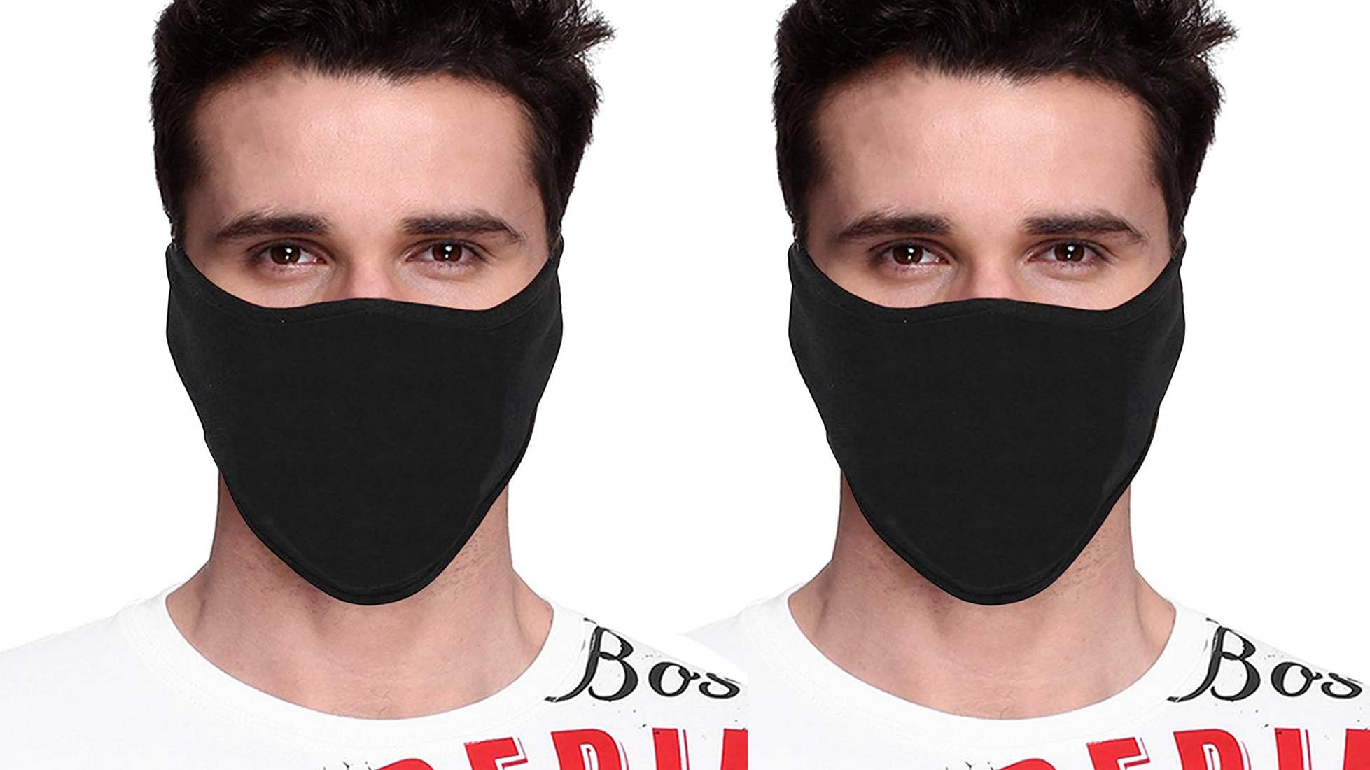 PrimeBox Men's Pro Cotton Fabric Bike Riding Face Mask - Washable, Reusable Dust Protection Balaclava for Men & Women - 9-in-1 Neck Gaiter, Bandana, Tube Mask - Perfect for Biking, Motorcycling, Hiking, Skiing & Outdoor Activities (Ninja-Plain-Black, 2pcs)