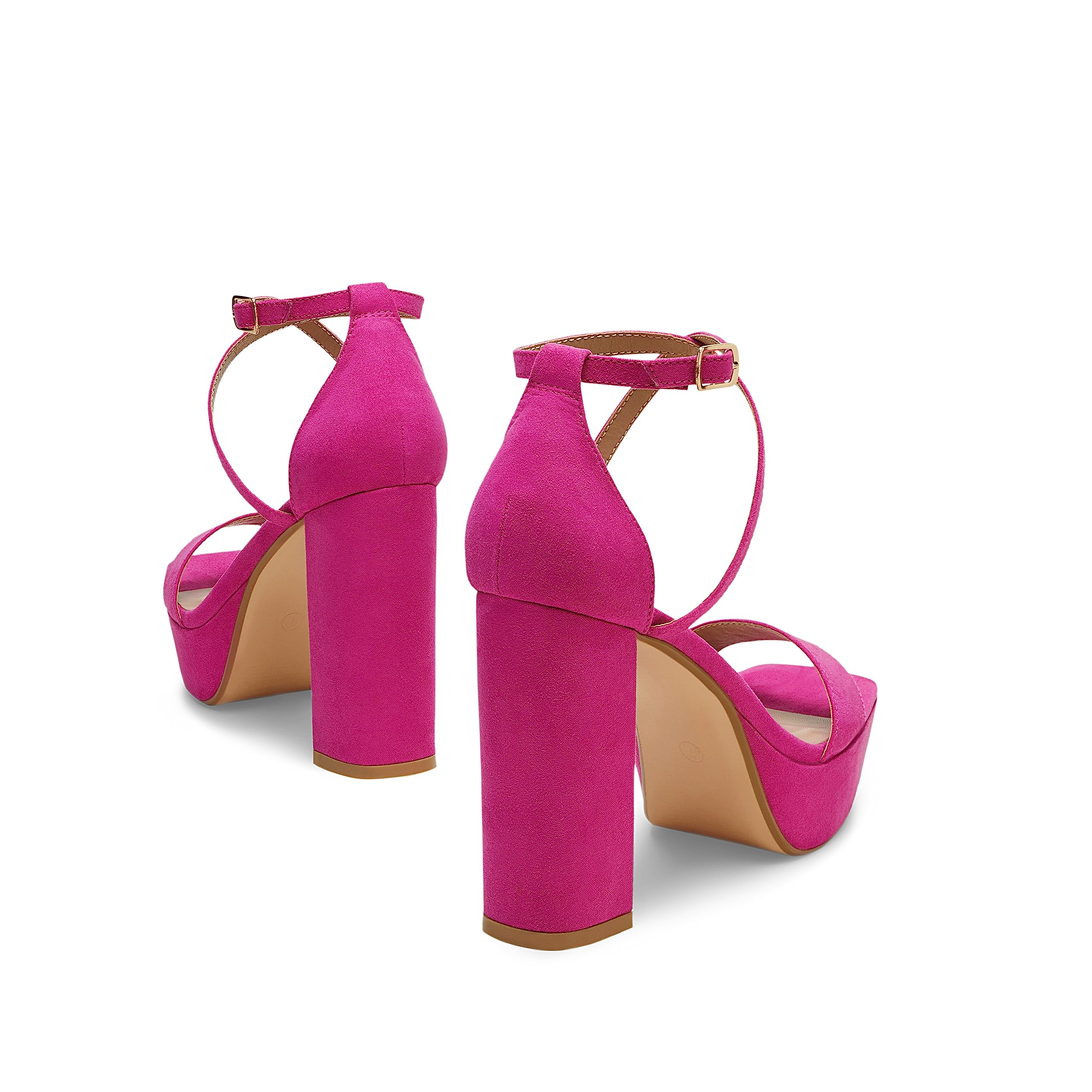 Arromic Women's Chunky Heel Sandals - 4.5 Inch Platform Open Toe Strappy Pumps in Pink, Gold, White, Black & Nude | Y2K Fashion Party Wedding Dress Shoes for Women | Perfect for Night Out, Club, Date & Special Occasions