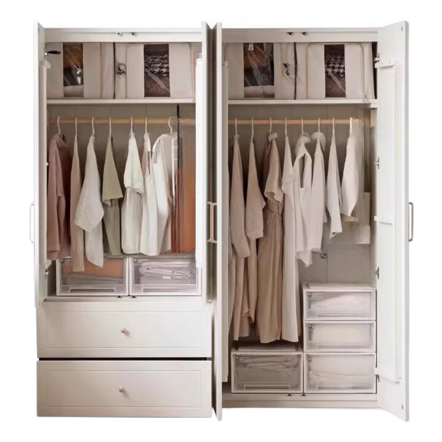70.8x23.2x78.7 inch / 180x59x200 cm / Warm White / Wardrobe drawer type