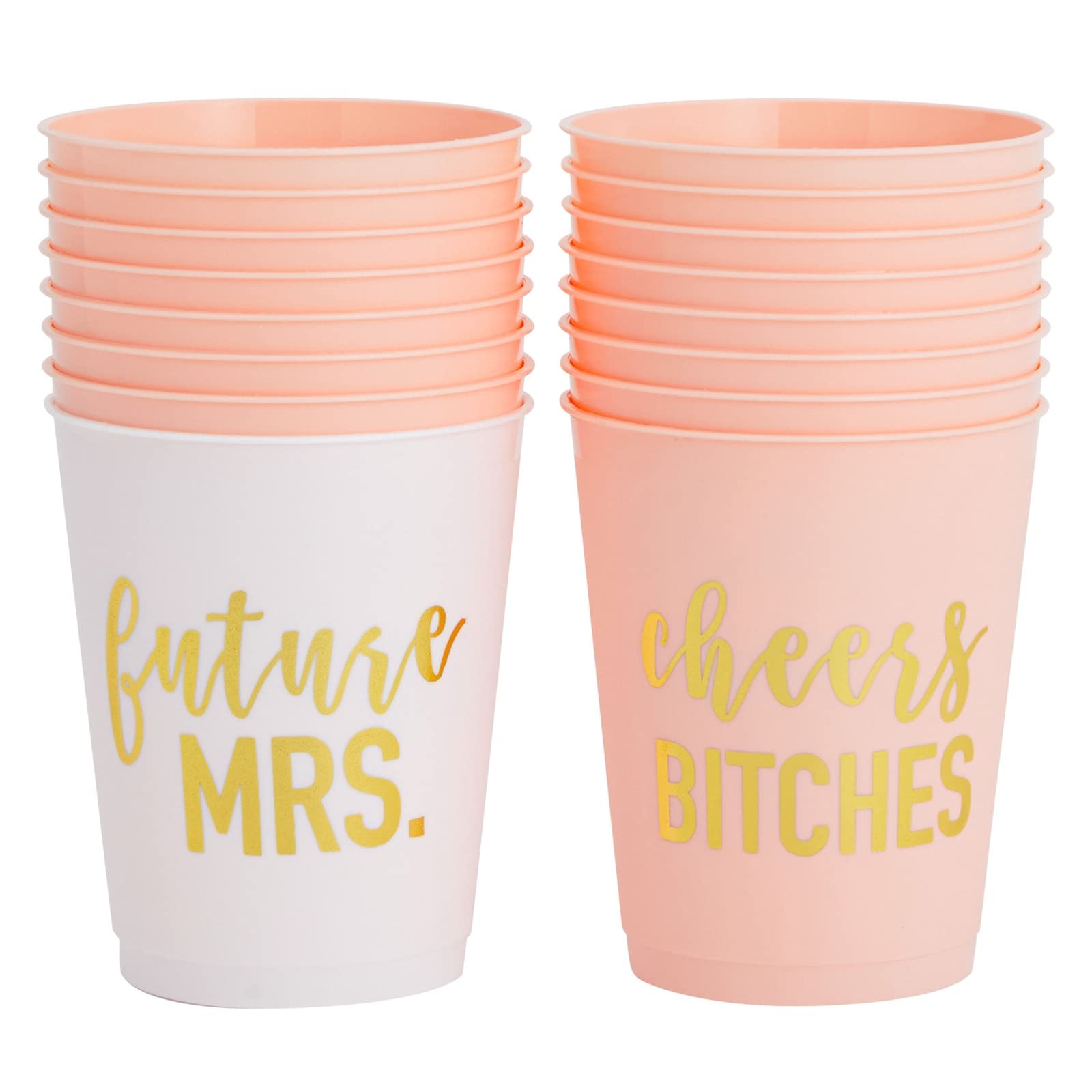 BLUE PANDA 16-Pack Reusable Bachelorette Party Cups - 16oz Bride & Bridesmaid Cups for Wedding Showers, Bachelorette Favors & Bridesmaid Gifts (Future Mrs + Cheers Design) - Perfect for Bridal Parties, Girls' Night Out & Wedding Celebrations