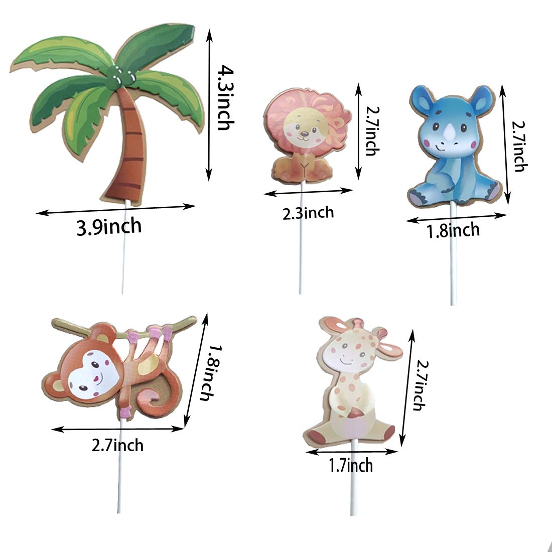 Jungle Safari Animal Cake Toppers Set - Lion & Monkey Cupcake Decorations for Birthday Parties, Baby Showers & Animal Theme Celebrations | Perfect for Kids' Cakes, Desserts & Party Decor