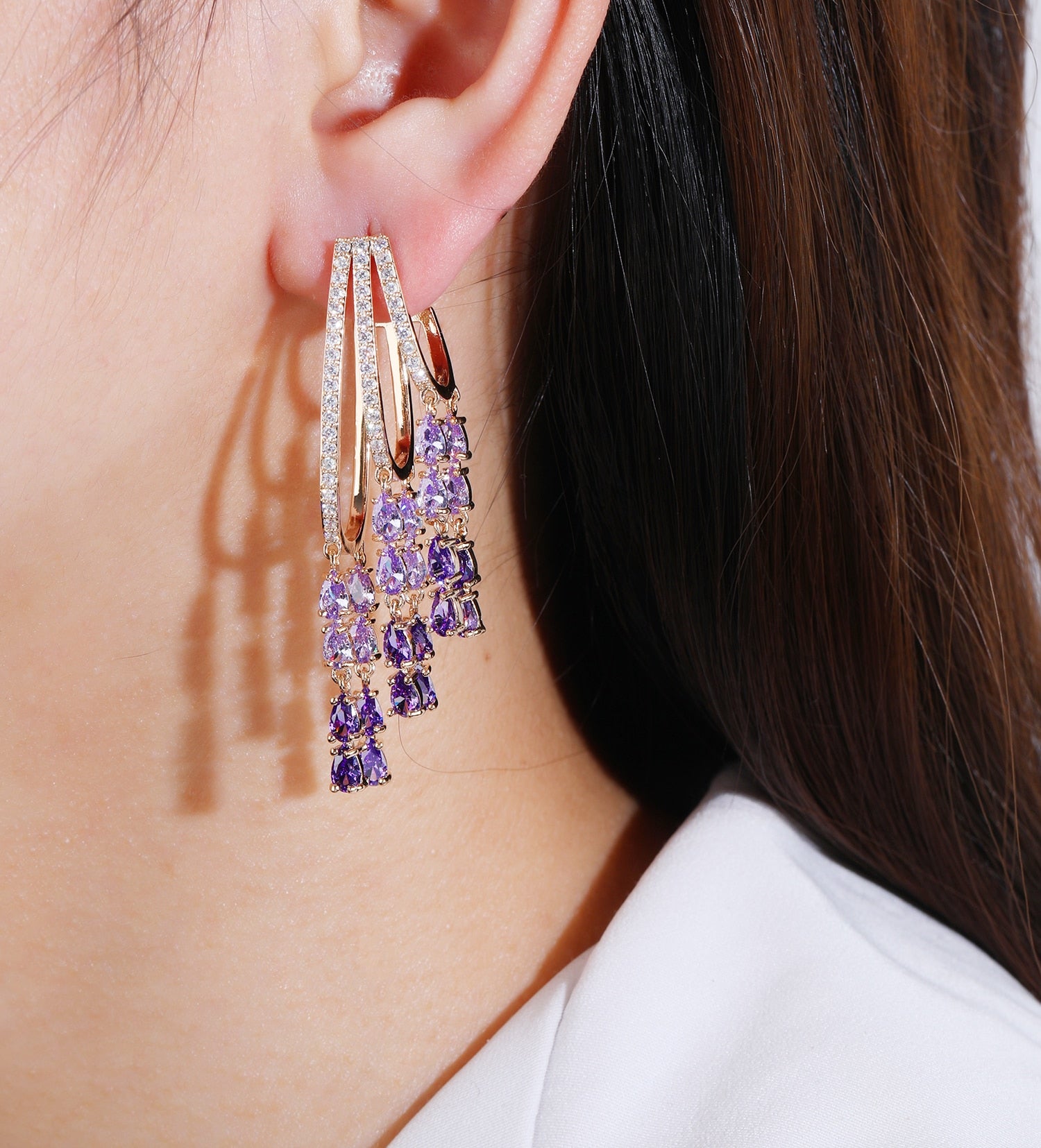 Stylish Cubic Zirconia Drop Earrings for Women - Elegant Crystal Dangle Jewelry for Parties & Special Occasions | Perfect Gift for Girls, Bridesmaids & Fashion Lovers (CE11903)