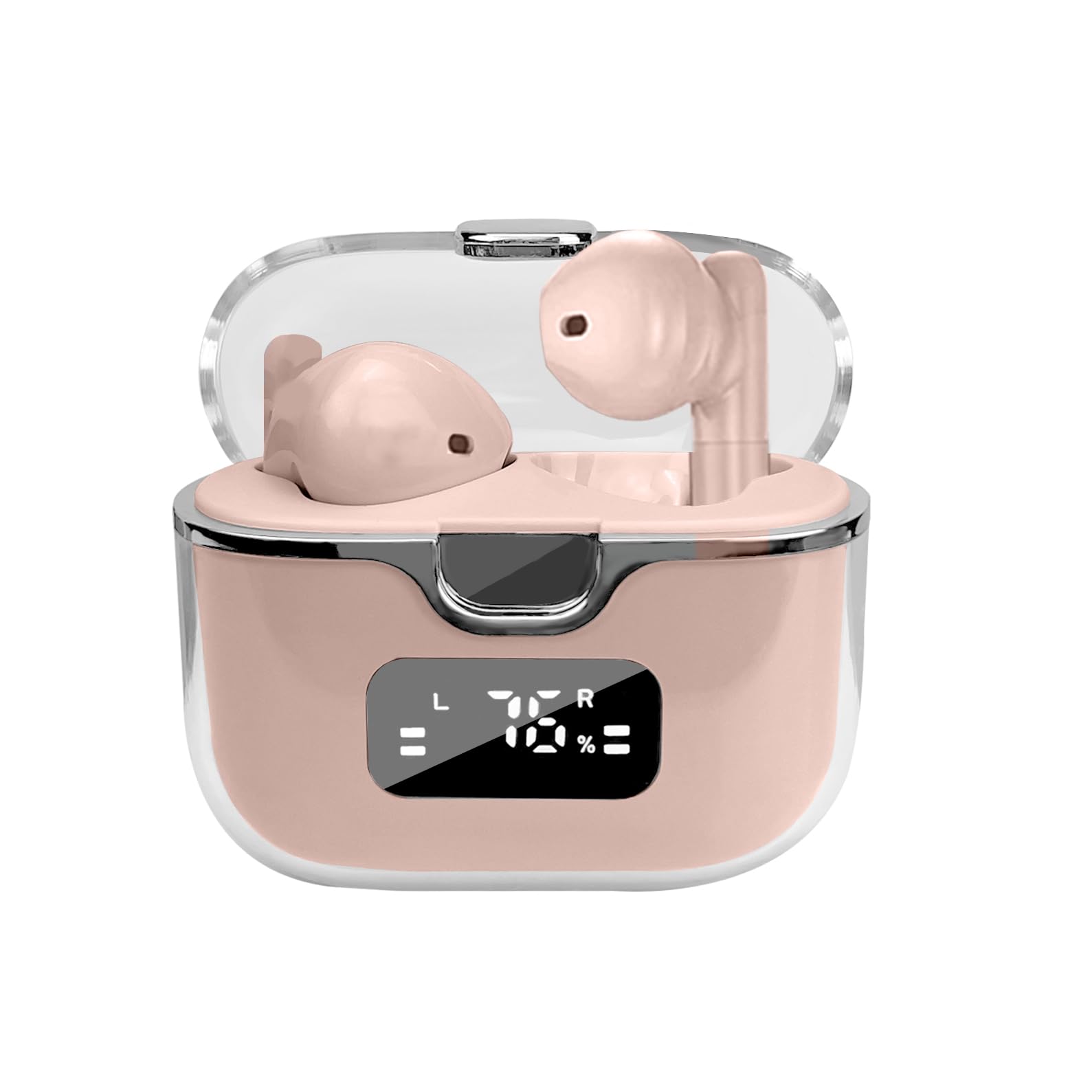 Acuvar Wireless Bluetooth 5.2 Earbuds, IPX7 Waterproof in-Ear Headphones with Built-in Mic, USB-C Rechargeable Case & LCD Display - Compatible with iOS/Android Smartphones (Pink) - Perfect for Gym, Running, Travel & Daily Commute