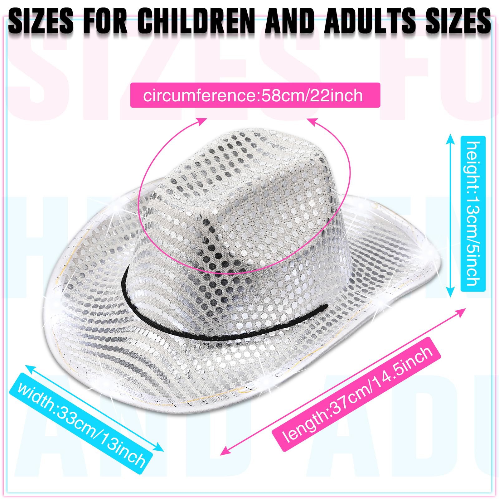 20 Pack LED Flashing Cowboy Cowgirl Hats - Light Up Western Party Hats for Bachelorette, Wedding, Bridal Showers & Country Themed Events - Perfect for Night Raves, Concerts, and Festivals
