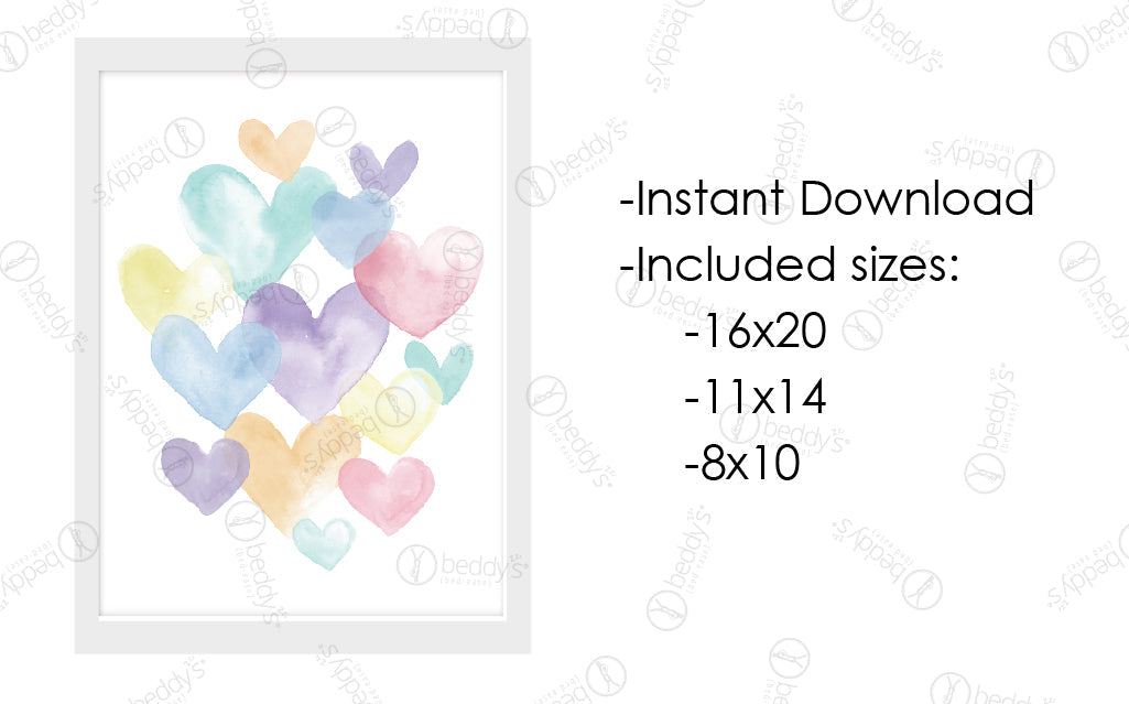 Watercolor Hearts Digital Artwork Download - Romantic Valentine's Day Clipart for DIY Cards, Wedding Invitations & Scrapbooking
