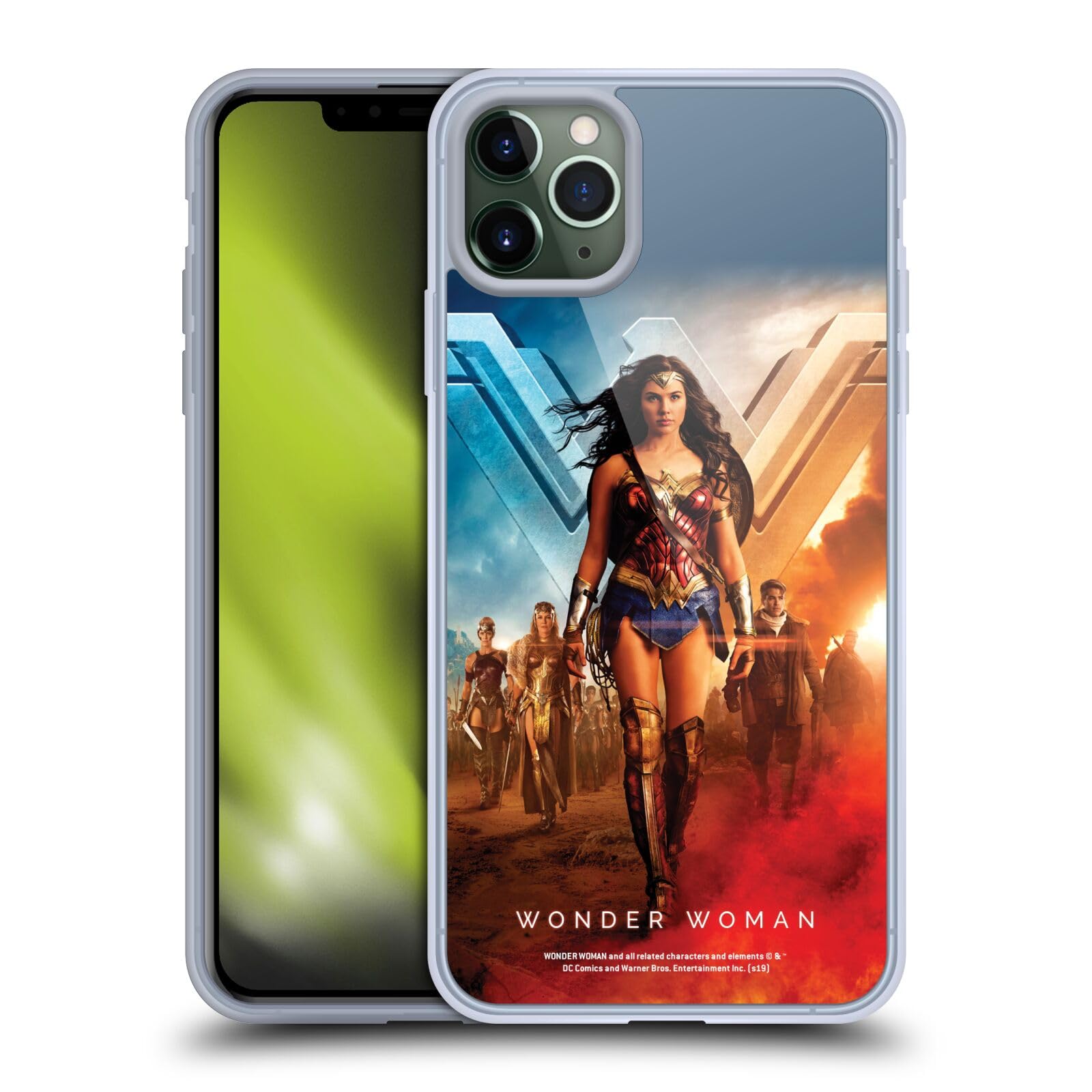 Official Wonder Woman Movie Soft Gel Case for Apple iPhone 11 Pro Max - Licensed Superhero Phone Cover with HD Printed Poster Design - Perfect for DC Comics Fans & Movie Lovers