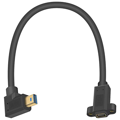 Poyiccot 1ft Mini DisplayPort 1.4 Extension Cable - 8K Right Angle Extender with Panel Mount for Laptop & Computer - Perfect for Home Office, Gaming Setup, and AV Equipment Connectivity