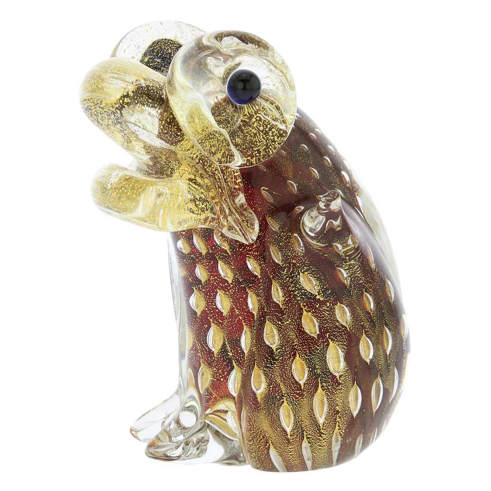 Authentic Murano Glass Bullicante Frog Figurine - Handmade in Venice, Italy - Vibrant Red Art Piece for Home Decor, Gift, or Collectible - Perfect for Shelf Display, Office Decor, and Italian Art Lovers
