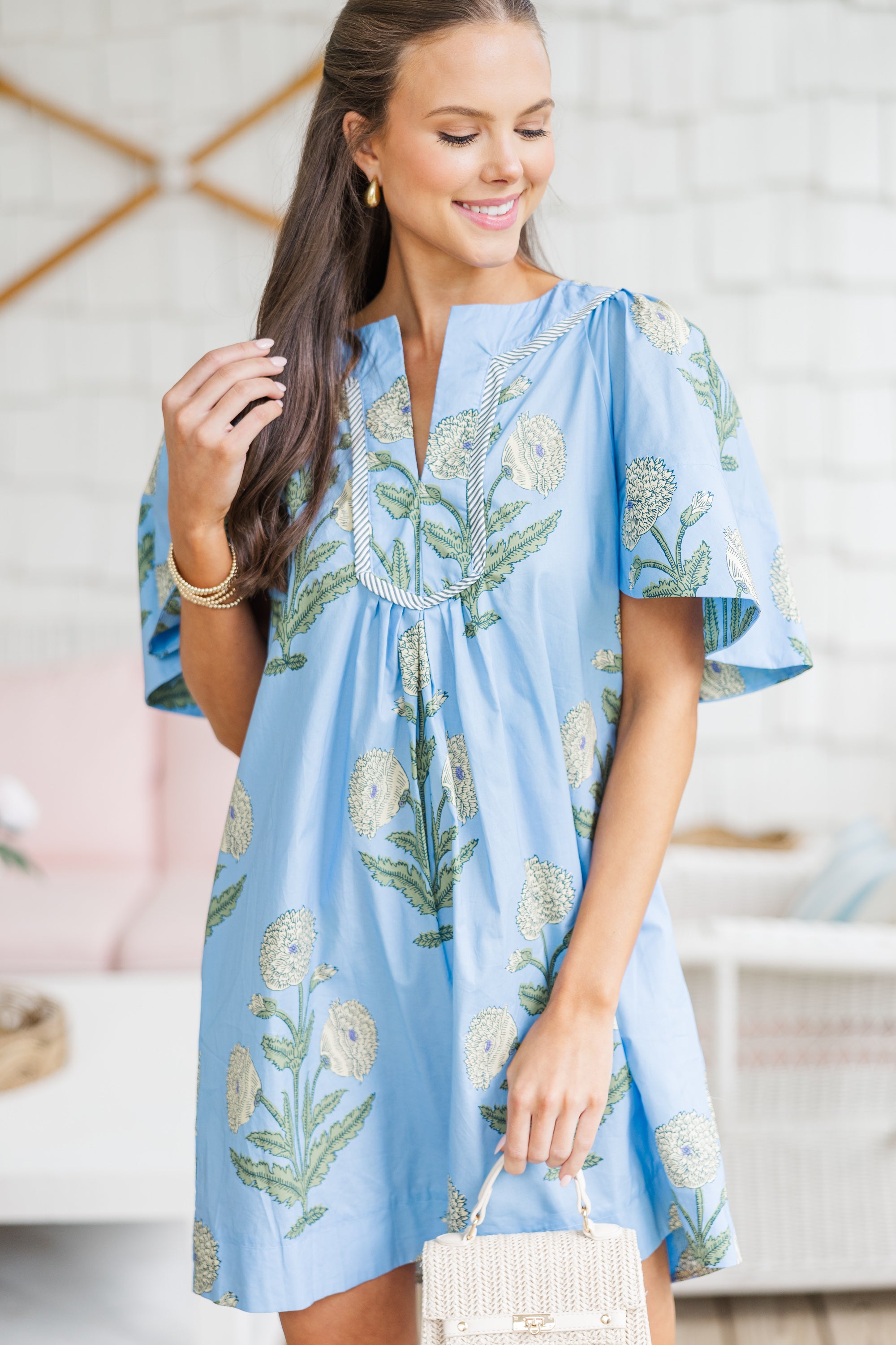 Dreaming Of The Day Blue Medallion Dress - Elegant Floral Print Maxi Dress for Women | Perfect for Weddings, Parties & Special Occasions