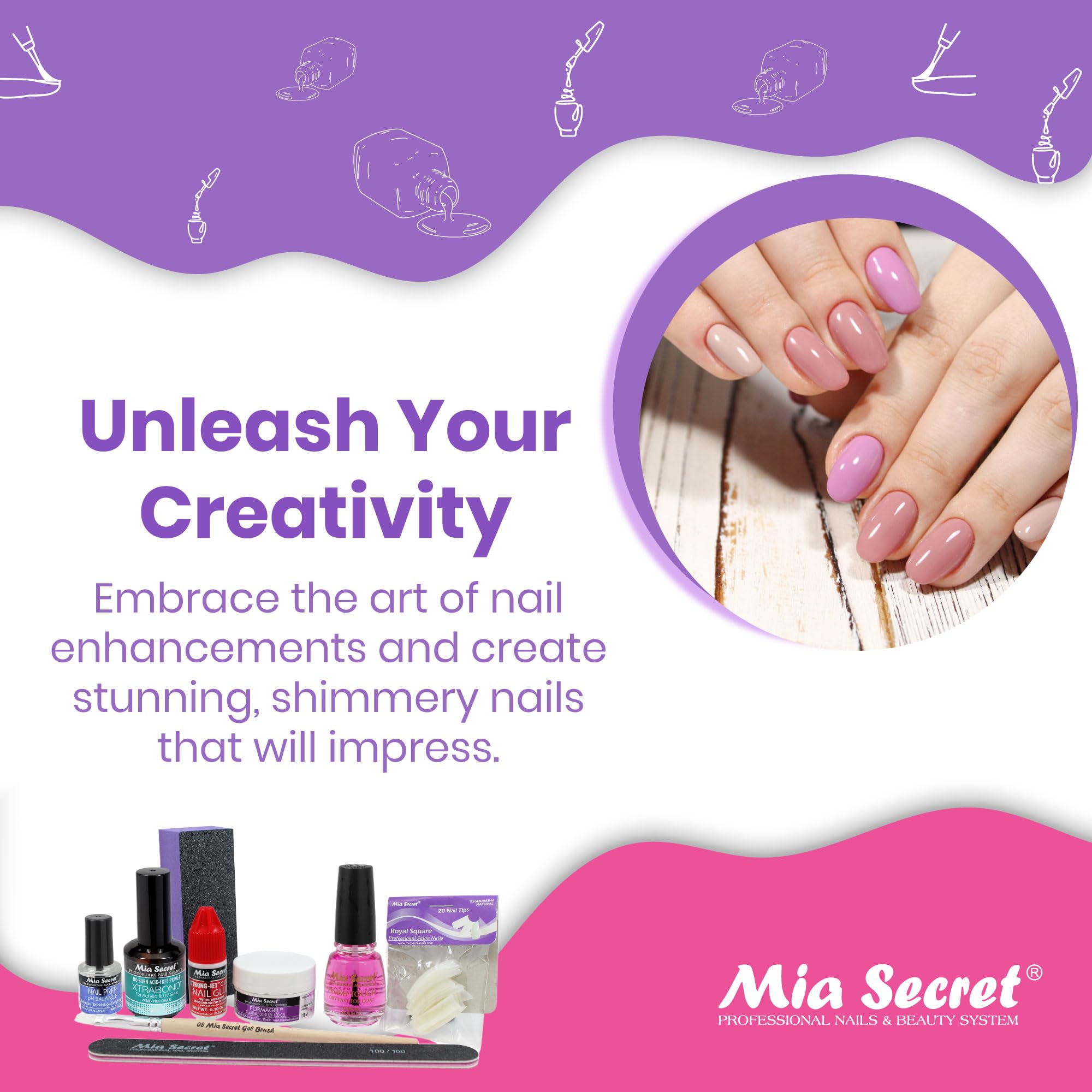 Mia Secret Formagel Builder Gel Kit - Professional Nail Prep, Topcoats, Builder Gel & Nail Files for Strong & Long-Lasting Nails | Perfect for DIY Manicures, Salon Use & Nail Extensions (Clear Kit)