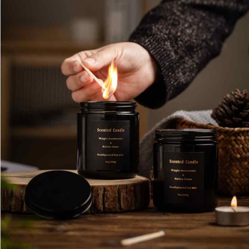 Black Knot Scented Candle in Elegant Jar - Aromatherapy Home Decor for Relaxation & Romantic Ambiance