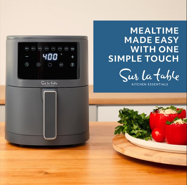 Sur La Table 3.8 Quart Digital Air Fryer with LED Touchscreen - 8 Preset Functions & Shake Reminder for Crispy Results - 1500W Powerful Air Fry, Bake, Roast, Broil - Perfect for Quick Meals, Healthy Cooking & Family Dinners