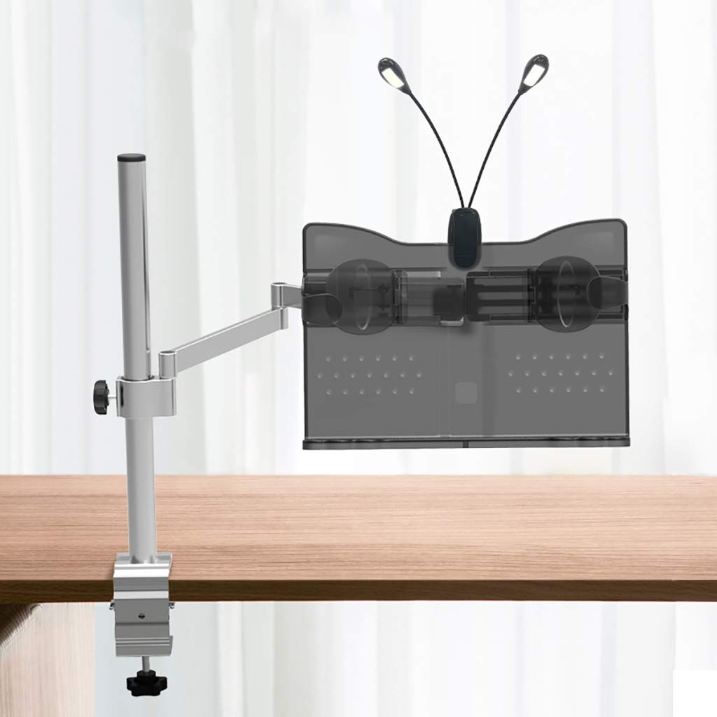 WOYIN Adjustable Book Stand - Portable Sturdy Foldable Reading Holder with Ergonomic Design & Removable Book Light - Perfect for Cookbooks, Recipes, Magazines, Textbooks (Black) - Ideal for Kitchen Cooking, Office Study & Bedtime Reading