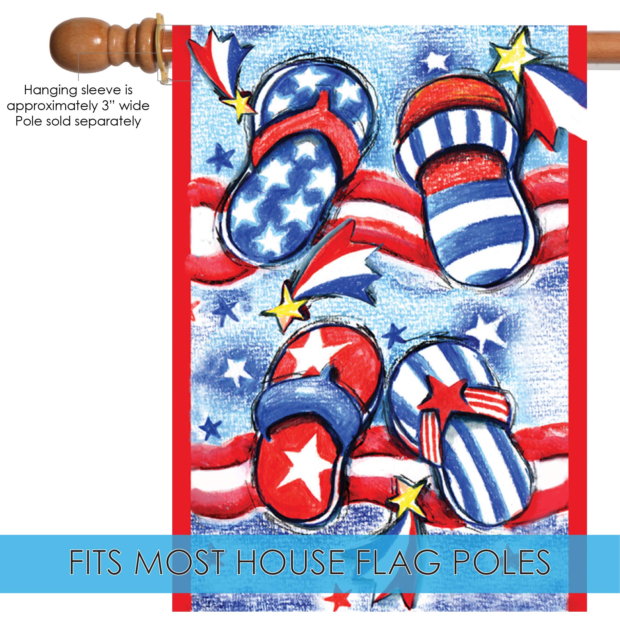 Toland Home Garden 102608 USA Patriotic Double Sided Summer Flip Flops Garden Flag 28x40 Inch - Outdoor Yard Decoration for House, Porch & Seasonal Patriotic Displays
