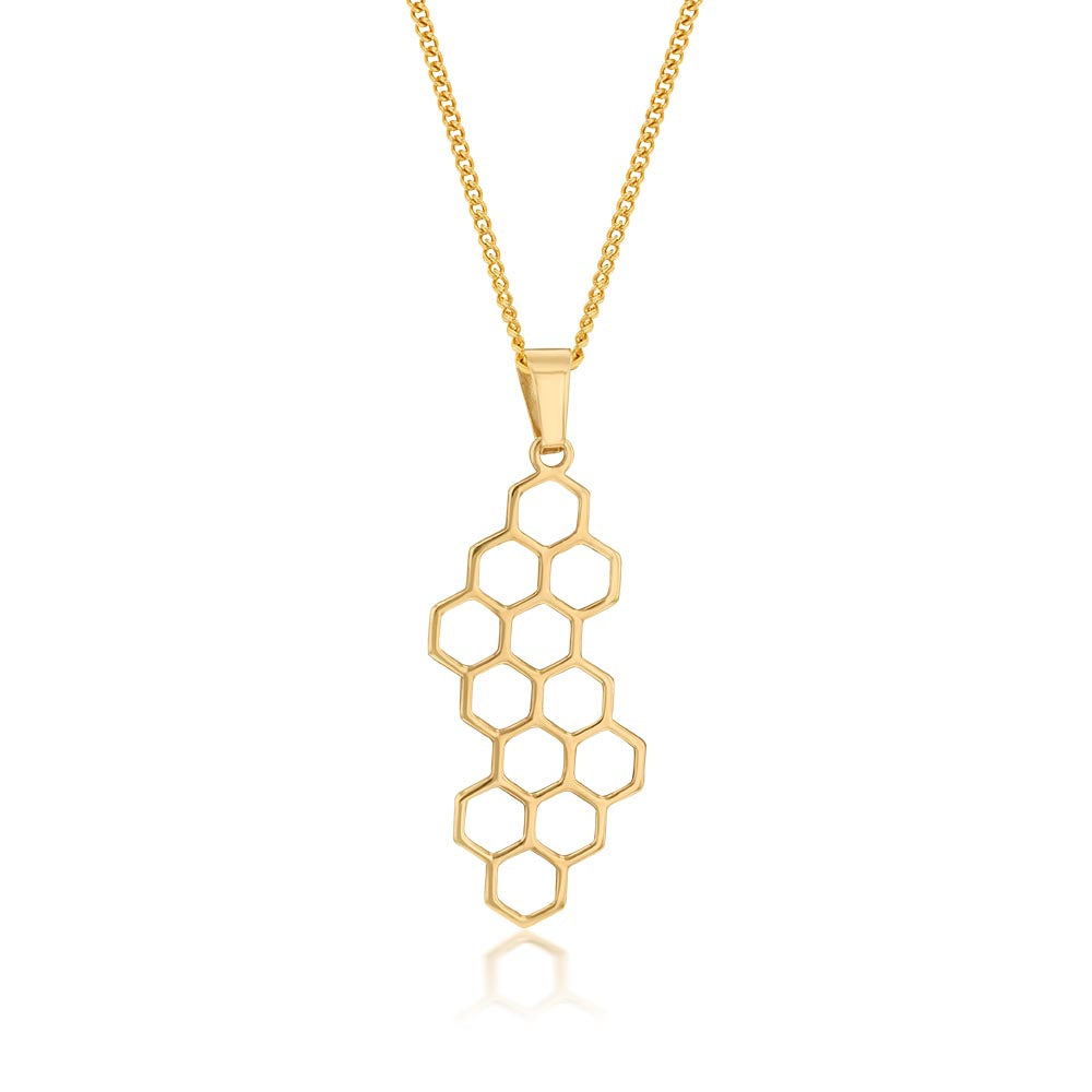 9ct Yellow Gold Beehive Pattern Pendant - Elegant Bee Jewelry for Women, Perfect for Everyday Wear & Gift Giving
