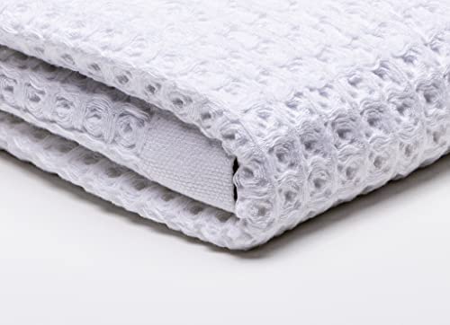 Premium SUTERA Waffle Weave Bath & Hand Towel Set - 2 Bath Towels & 2 Hand Towels, Soft & Absorbent, Gray & White Collection for Spa, Bathroom & Guest Use