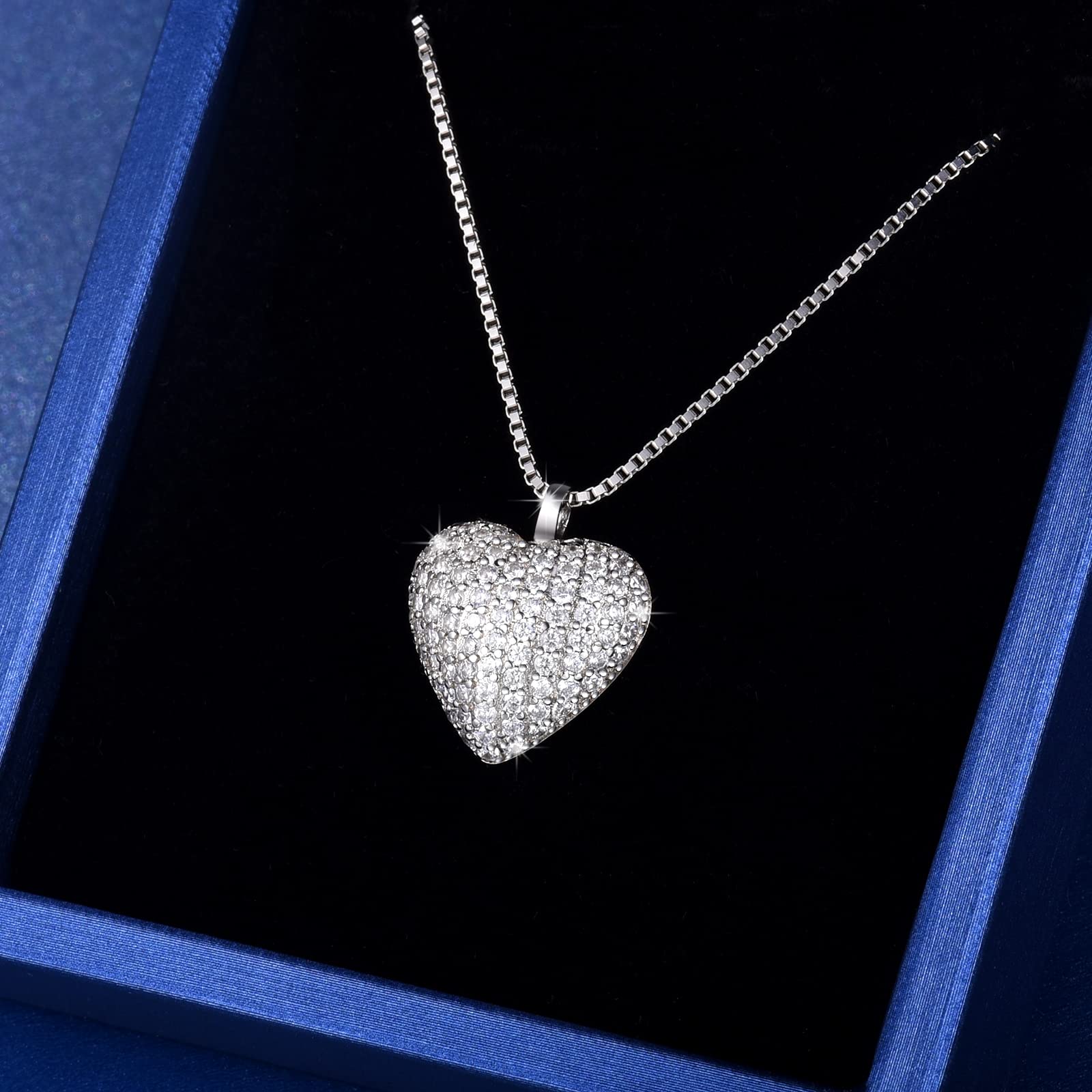 925 Sterling Silver Cremation Necklace with CZ Heart Urn Pendant - Memorial Jewelry for Ashes of Loved Ones & Pets - Thoughtful Sympathy Gift for Women - Perfect for Funerals, Memorial Services & Keeping Memories Close