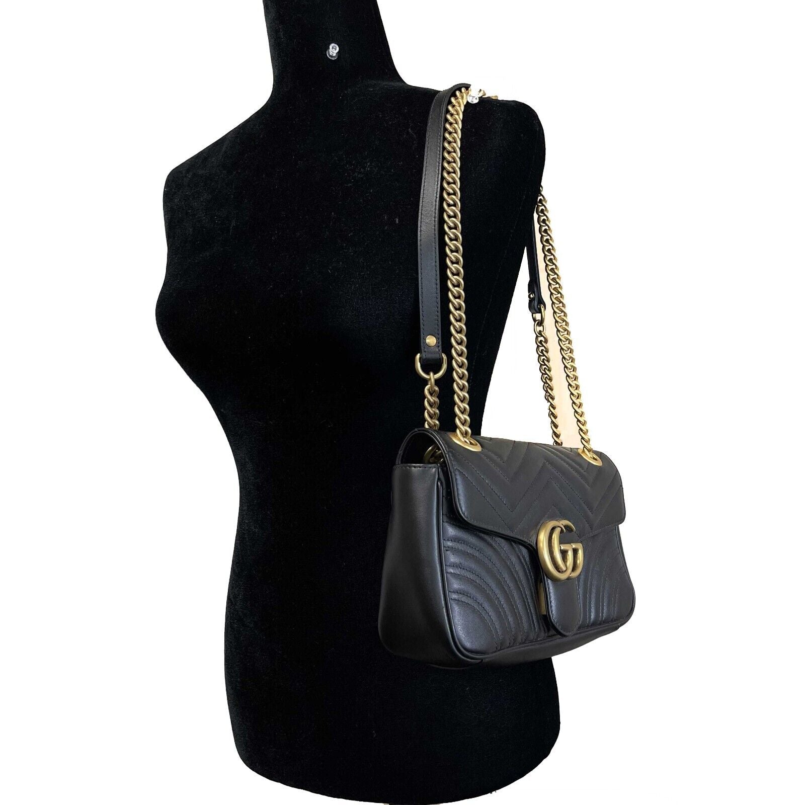 Gucci GG Marmont Small Flap Bag - Black Leather Crossbody Purse for Women | Perfect for Date Night, Work & Travel