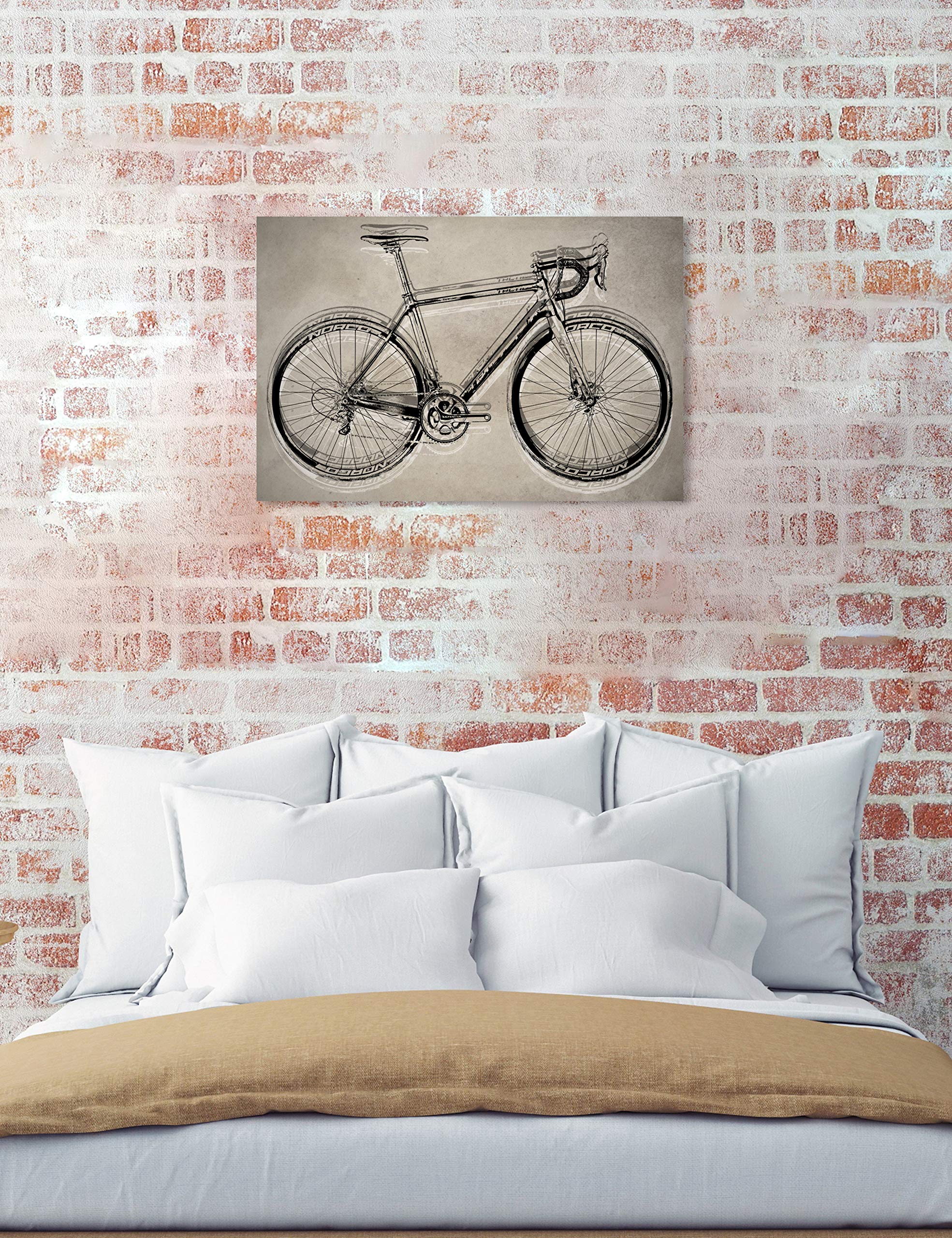 Oliver Gal Artist Co. 'Cycle Here' Transportation Wall Art Canvas Print - 45x30 Inches Black & Brown Modern Home Decor - Perfect for Living Room, Bedroom or Office Wall Art