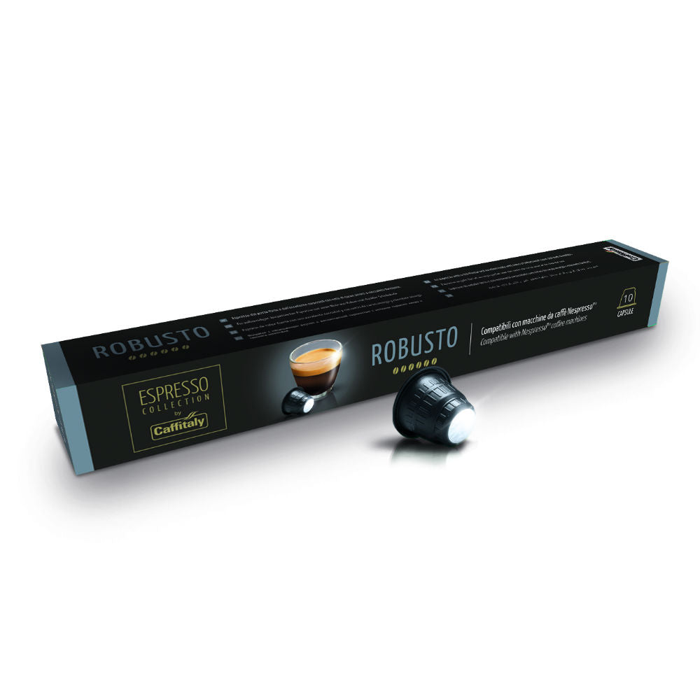 Caffitaly Robusto Nespresso Compatible Coffee Capsules - 10 Pack for Espresso & Lungo - Perfect for Home & Office Use