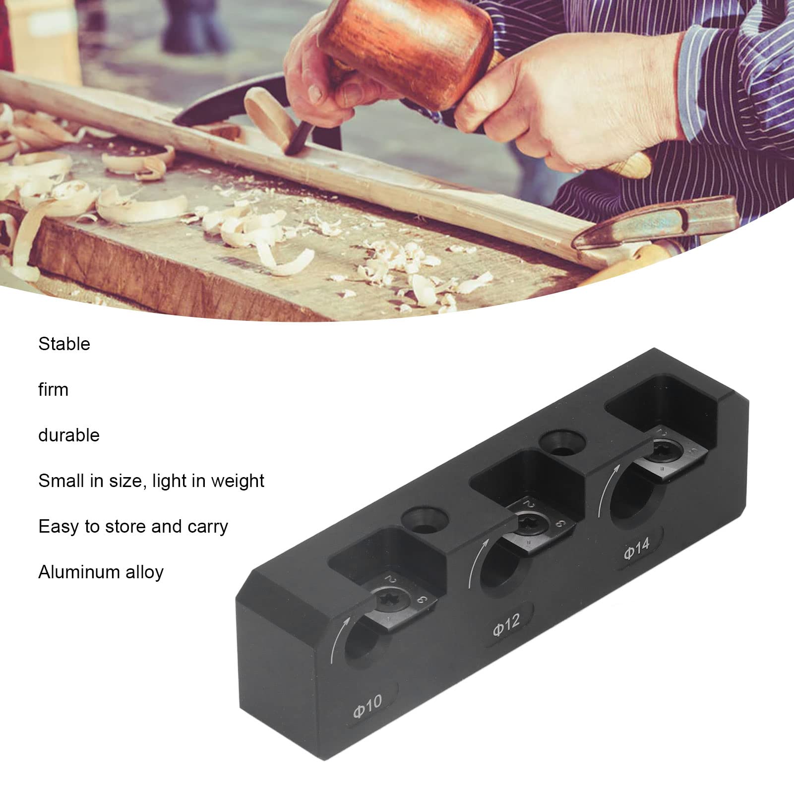 Oumefar Carbide Inserts Dowel Maker - 3 Hole Metric Dowel Plate for Wooden Dowel Rods & Sticks - Electric Drill Milling Jig & Woodworking Tool - Perfect for Furniture Making, DIY Projects & Wood Joinery