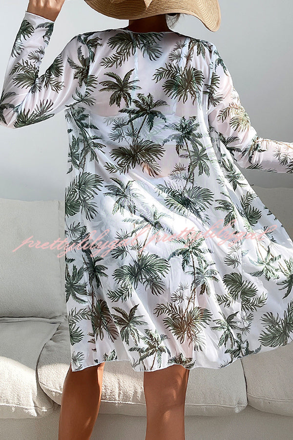 Stylish Printed Paneled Lace-Up Pleated 3-Piece Swimsuit Set | Trendy Swimwear for Beach Vacation & Pool Party