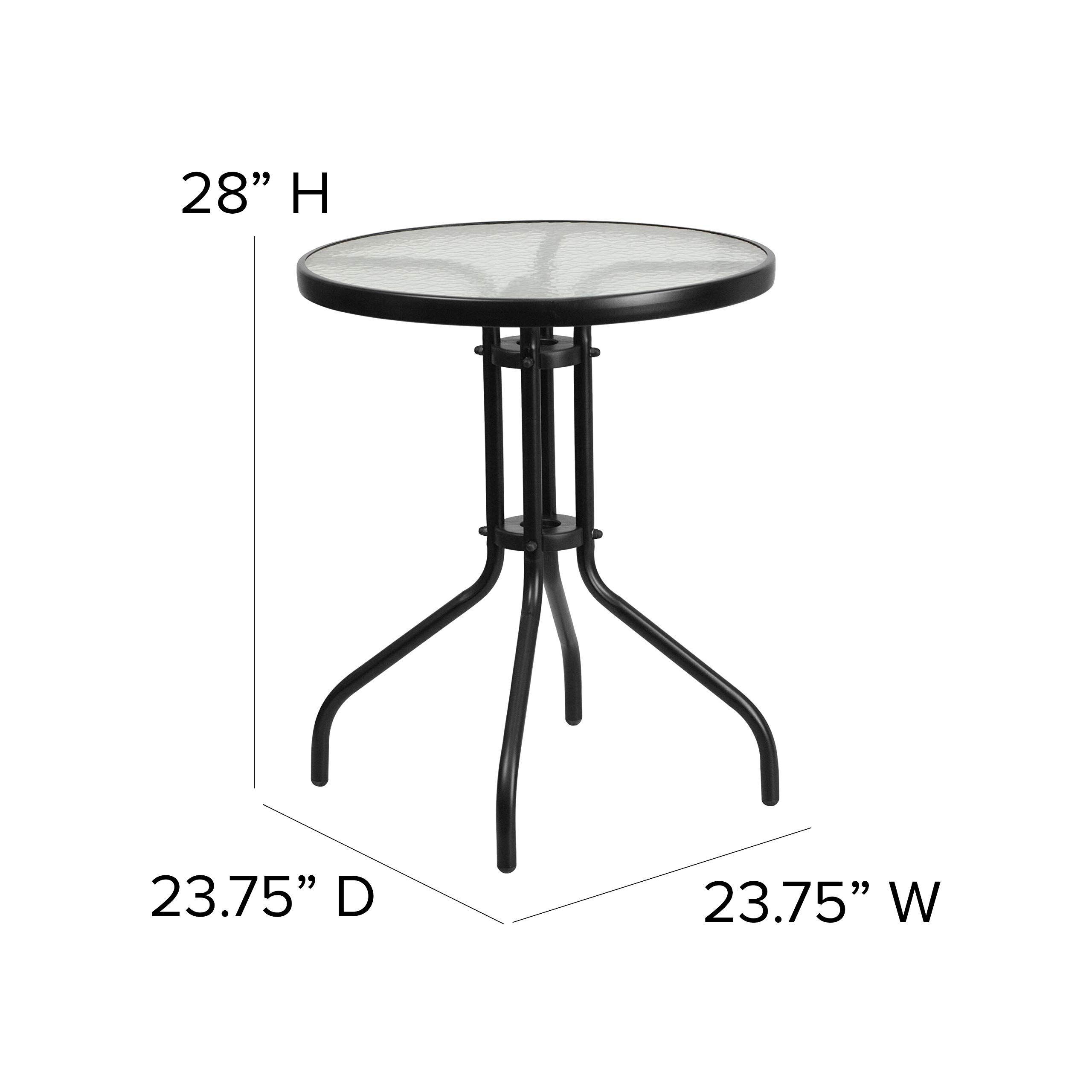 3-Piece Outdoor Patio Dining Set with 2 Black Flex Comfort Stackable Chairs & 23.75