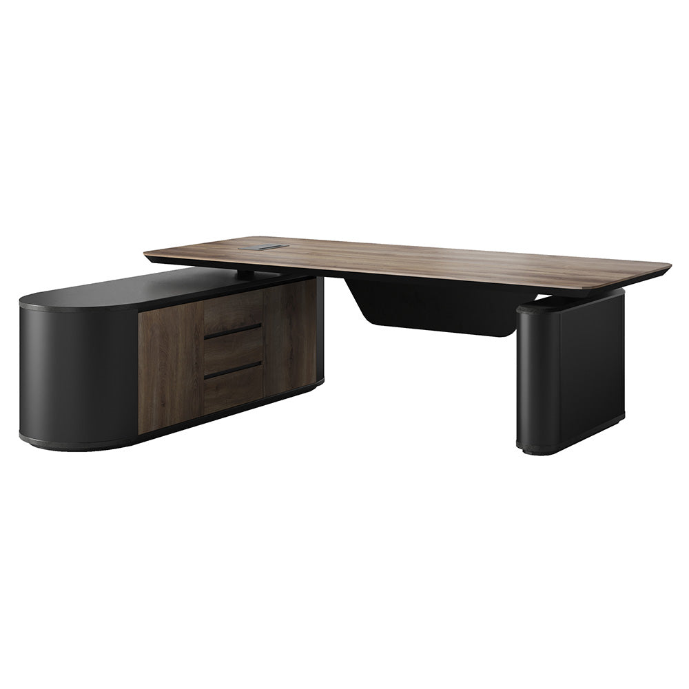 LUCA Electric Height Adjustable Sit Stand Desk 240cm - Warm Oak Executive Office Desk with Reversible Return | Ergonomic Standing Desk for Home & Office Workspace