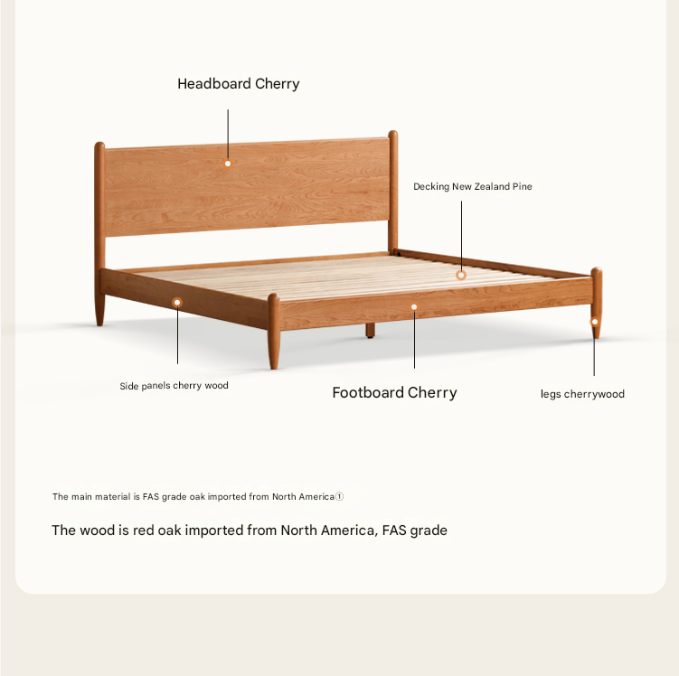 Solid Oak, Black Walnut & Cherry Wood Bed Frame - Handcrafted Queen Size Wooden Bed with Sturdy Slat Support - Perfect for Master Bedroom, Guest Room or Rustic Cabin Decor