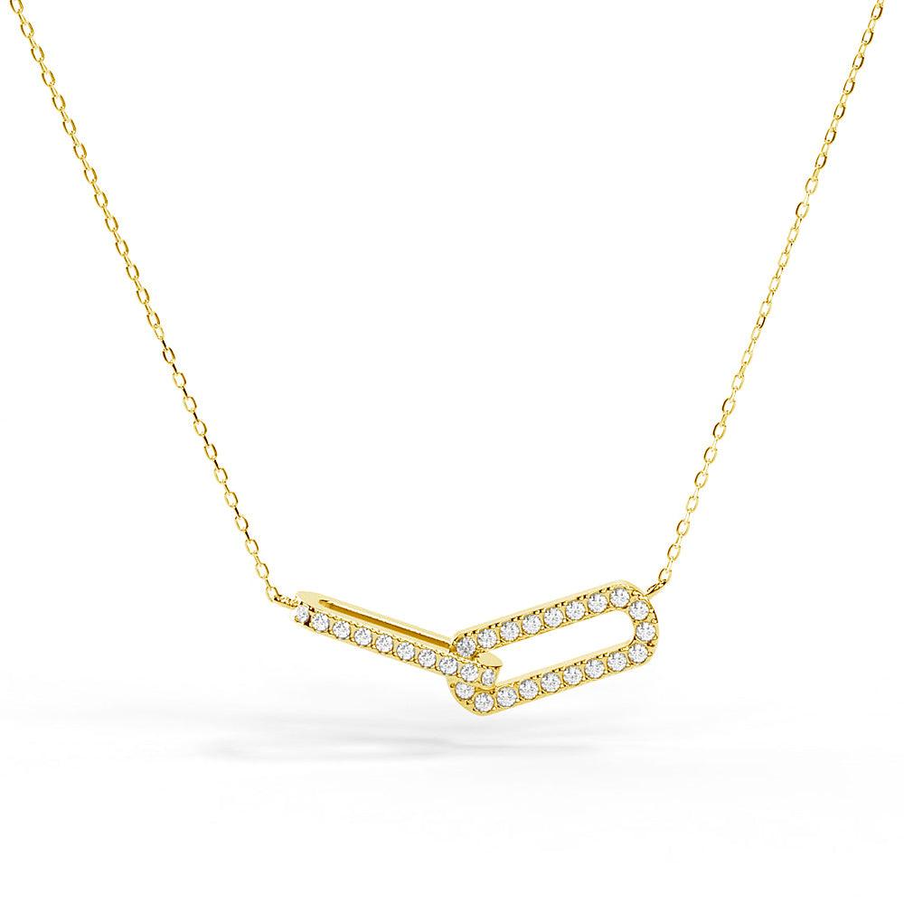 Pavé Diamond Infinity Interlinked Necklace for Women - 14K Gold Plated Elegant Jewelry Gift for Anniversary, Valentine's Day & Special Occasions