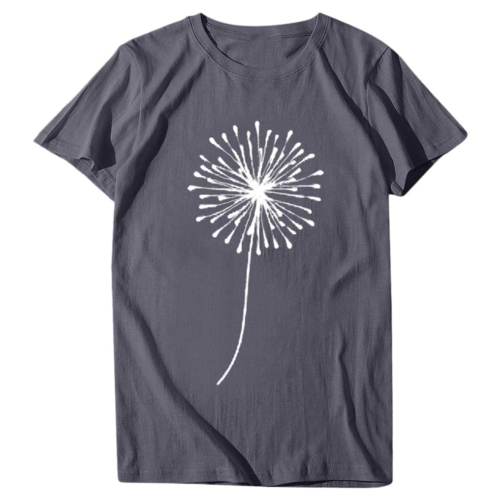 Vintage Dandelion Print Women's T-Shirt - Funny Graphic Short Sleeve Round Neck Summer Tee for Casual Wear, Outfits & Street Fashion