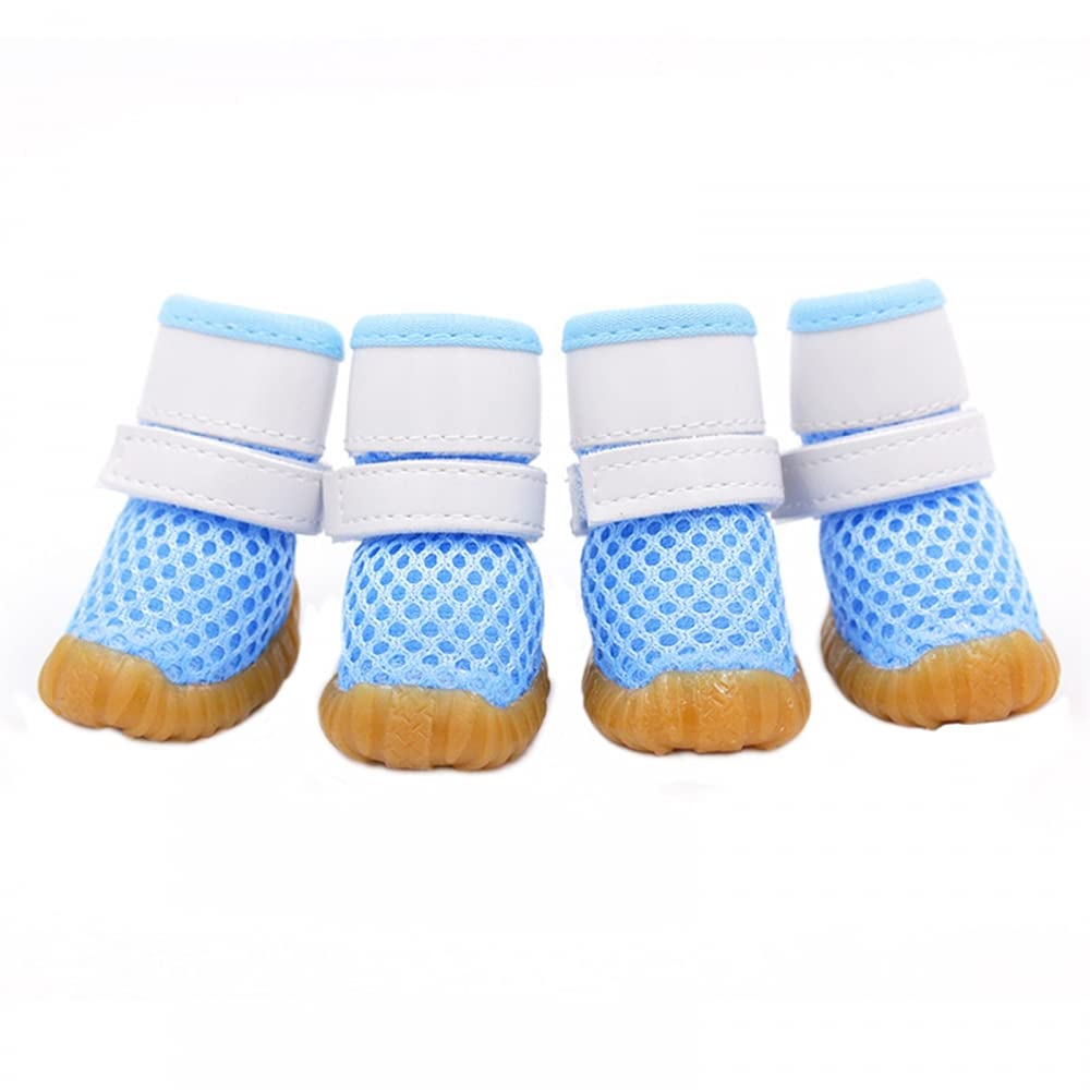 DONGKER 4Pcs Dog Boots for Small to Medium Dogs - Breathable Anti-Slip Rubber Sole Paw Protectors for Walking, Hiking & Outdoor Adventures