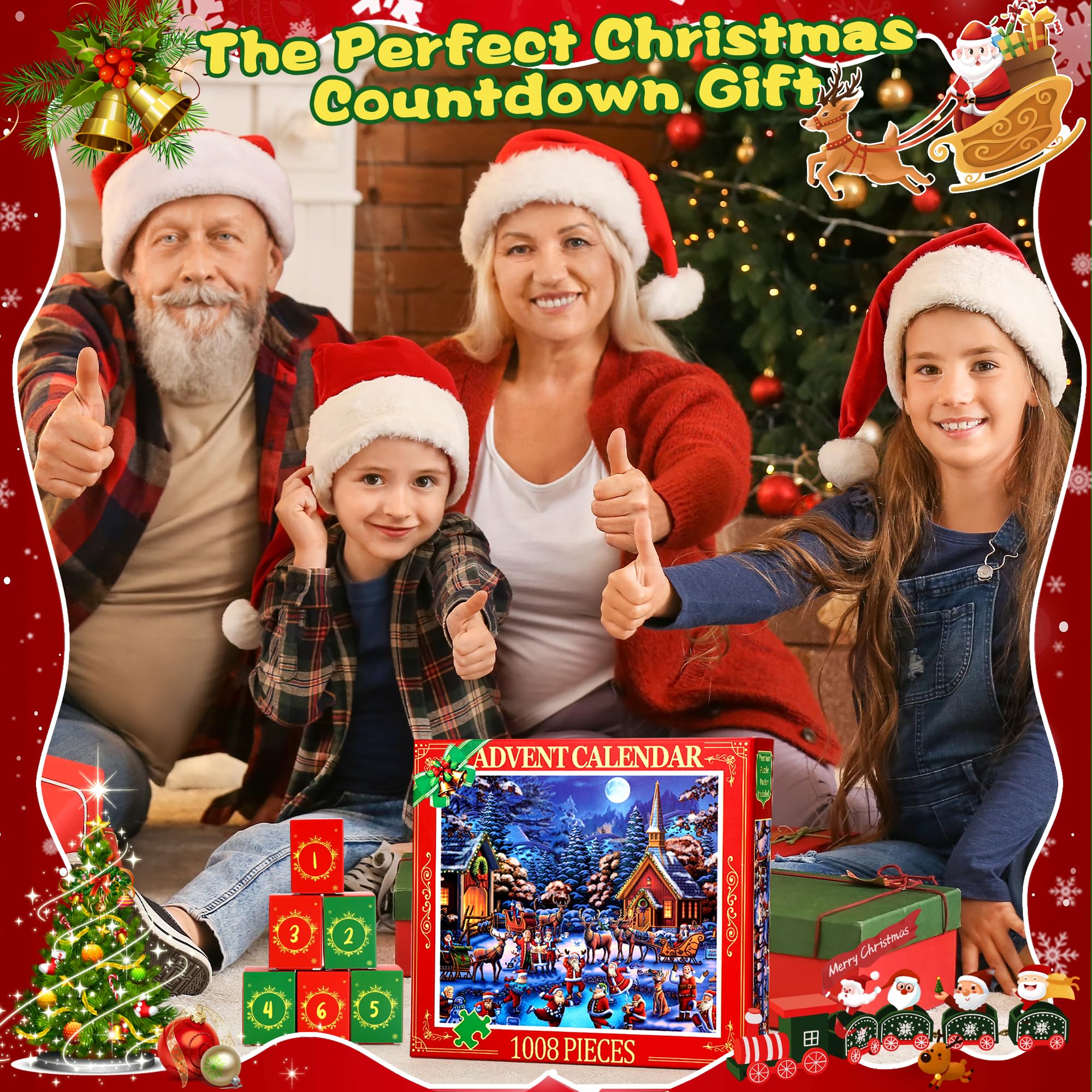 2024 Advent Calendar Jigsaw Puzzle - 1008 Piece Christmas Countdown Puzzle for Home Decor, Family Game & Holiday Activity - Fun Gift for Kids & Adults