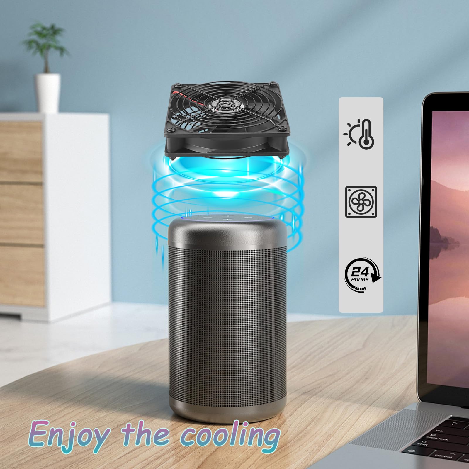 120mm High-Powered AC Computer Fan with 110V-240V to 12V DC Speed Controller - Perfect for Cooling PS5, Xbox, Router, Modem, Grow Tent, Amplifier & Electronics - Ideal for Gaming Setups, Home Servers & Biltong Drying