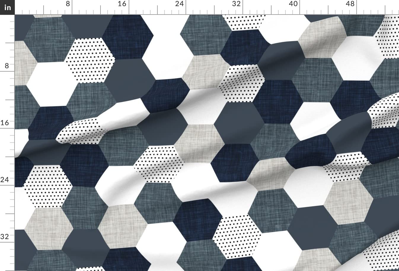 Hexagon Quilt Wholecloth Fabric - Gray White Beige Cheater Printed Minky Fat Quarter for Baby Blankets, Quilt Backing & Sewing Projects | Soft Plush Fabric for DIY Crafts, Nursery Decor & Cozy Home Accents